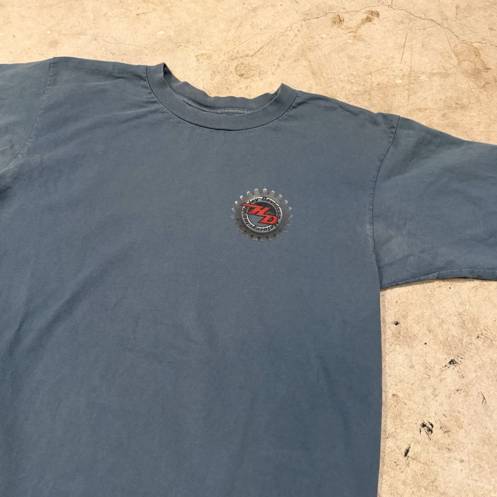 Harley Davidson VINTAGE Harley-Davidson Motor Cycles Mens Medium Cotton Graphic Shirt Made In US Mens T-Shirt Blue Short Sleeve Graphic Print 90s/ Motorcycle Size US M / EU 48-50 / 2 - 5 Thumbnail