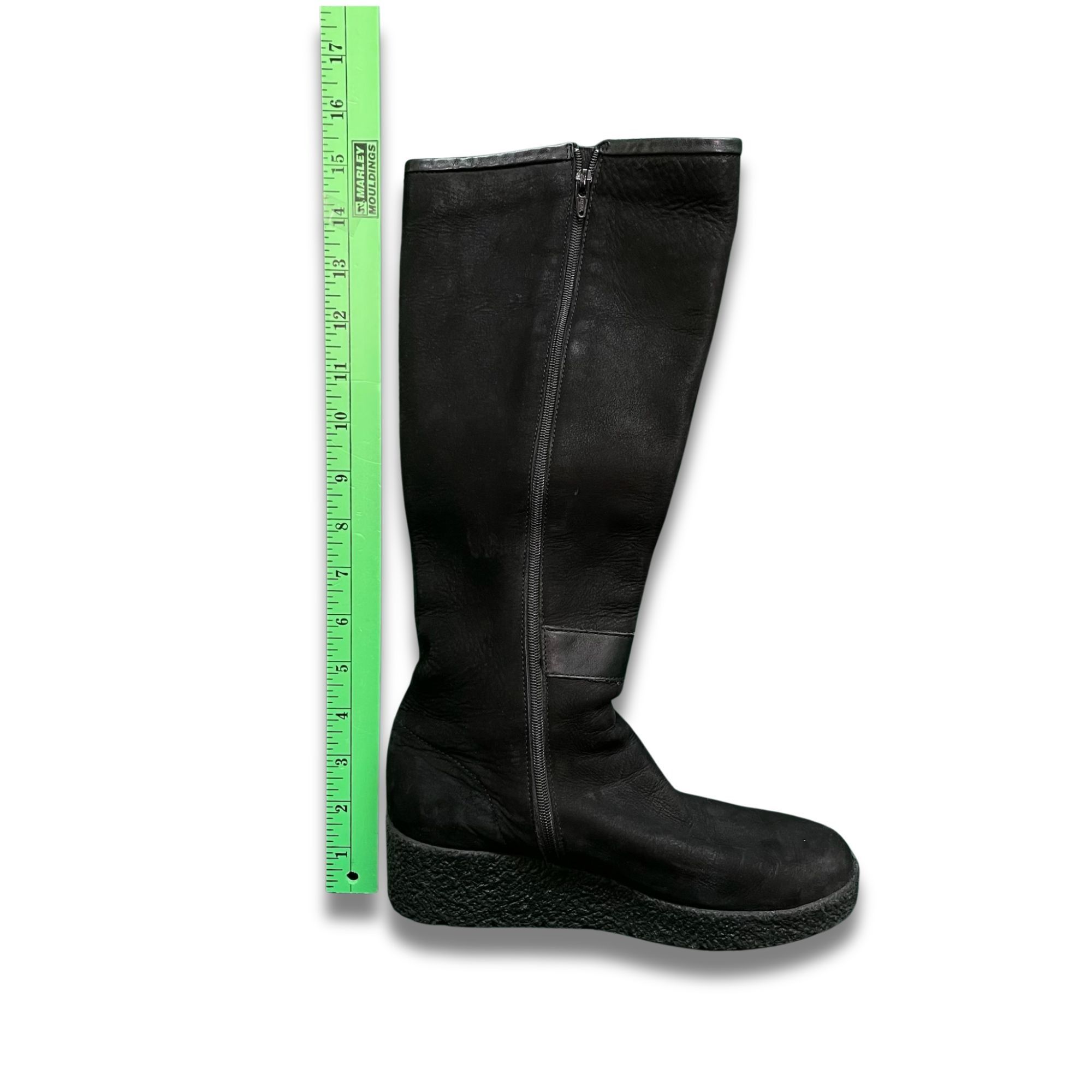 Calvin Klein Calvin Klein Black Suede Tall Wedge Boots Women’s Size 6.5 W Size US 6.5 / IT 36.5 - 5 Thumbnail