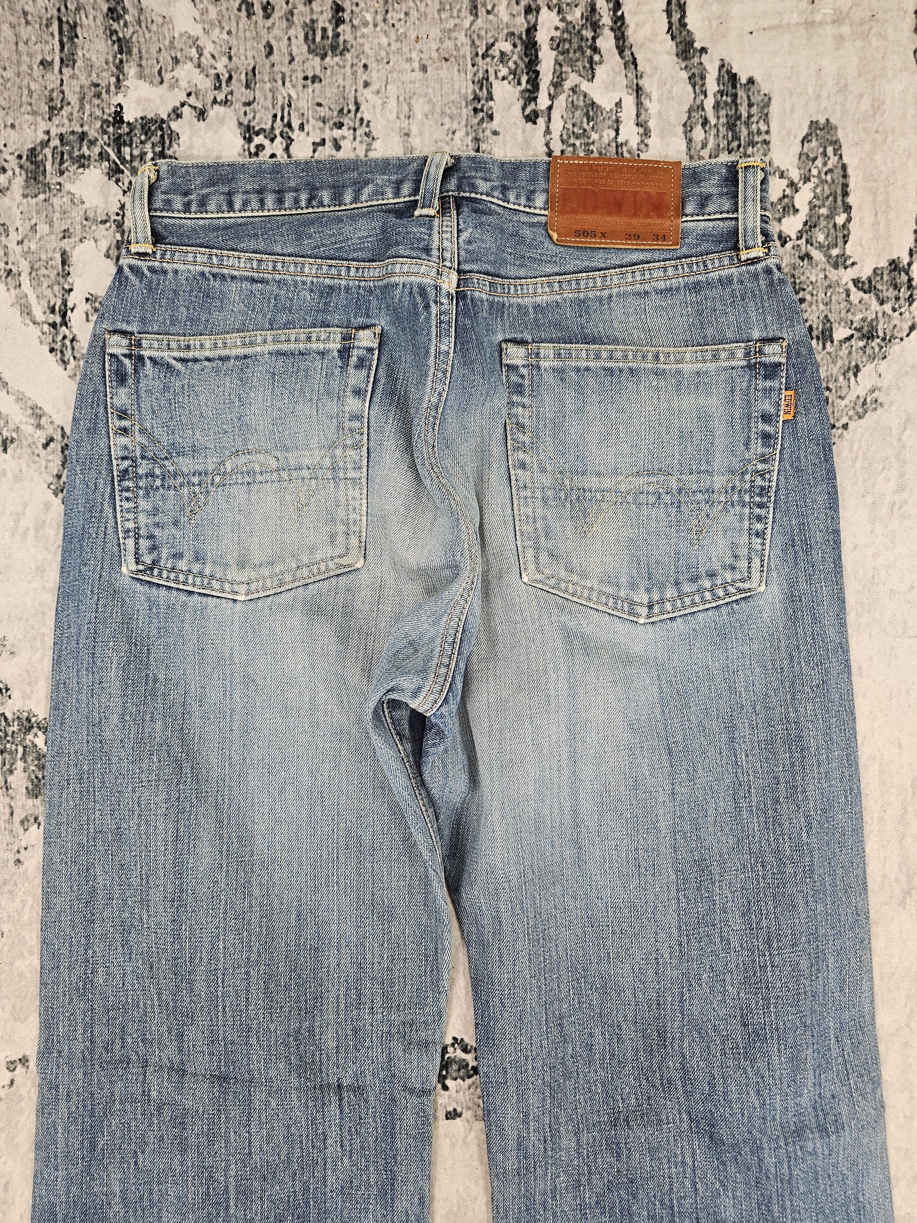 Edwin EDWIN 505 X Selvedge Redline Faded Ripped Jeans JB0316 Size US 30 / EU 46 - 10 Thumbnail