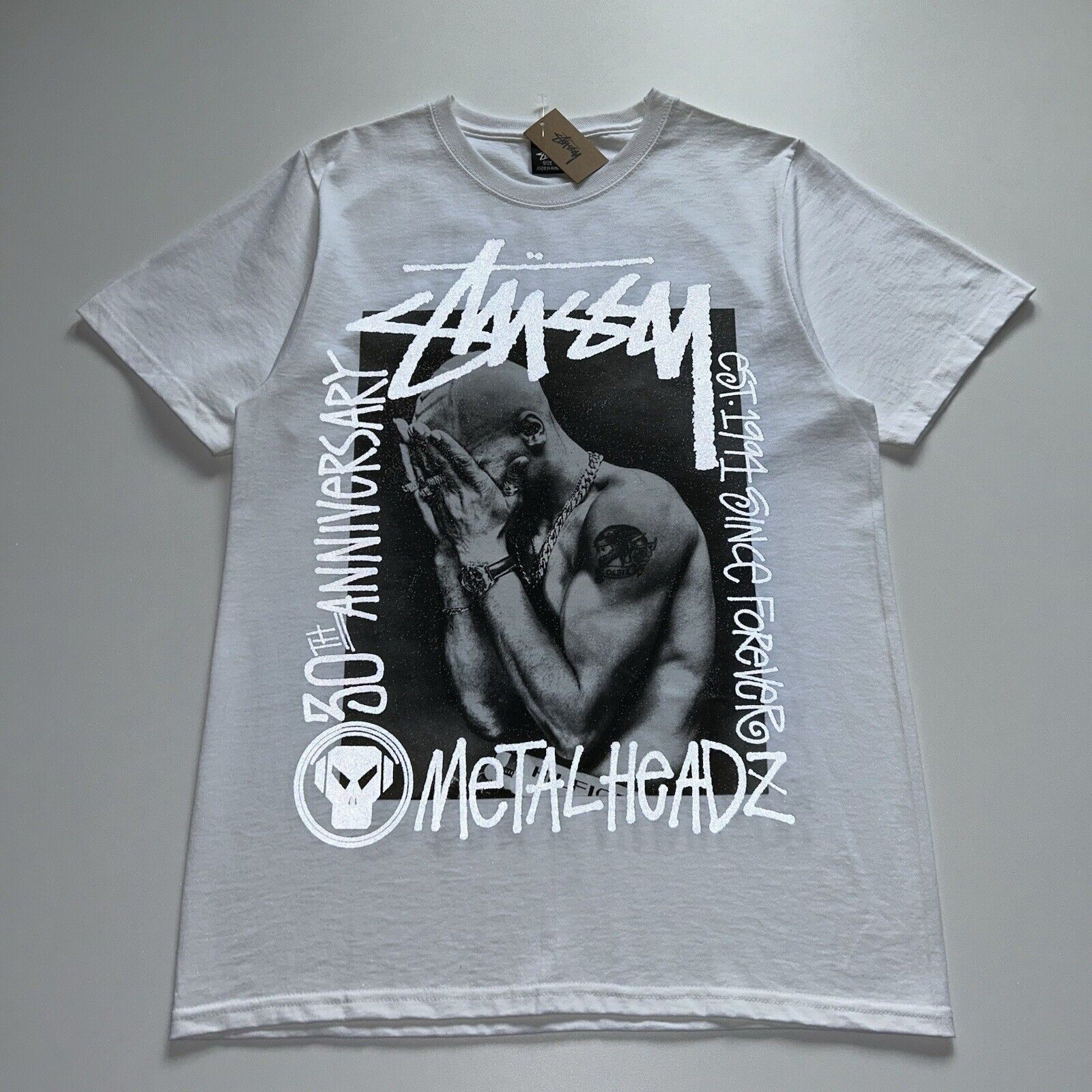 Stussy Metal Headz 30th Anniversary 3M Graphic T Shirt Small