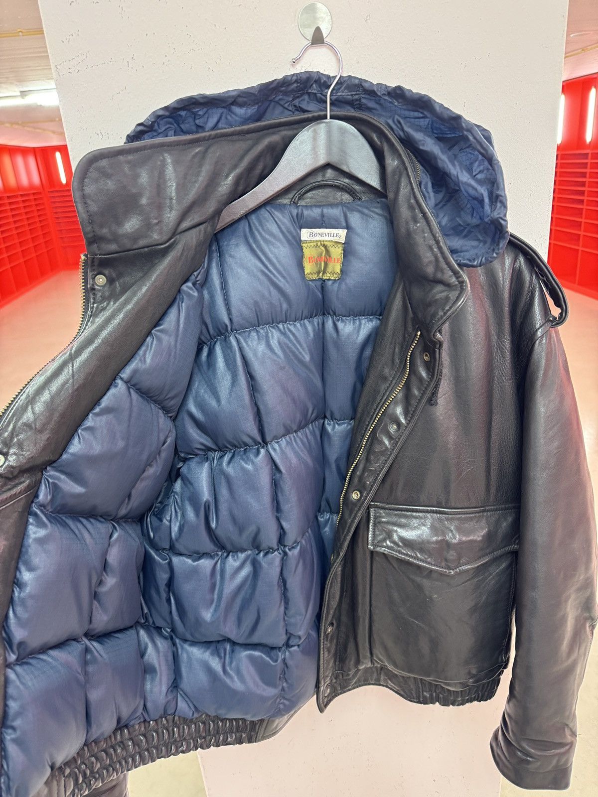 Boneville goose down leather flight jacket