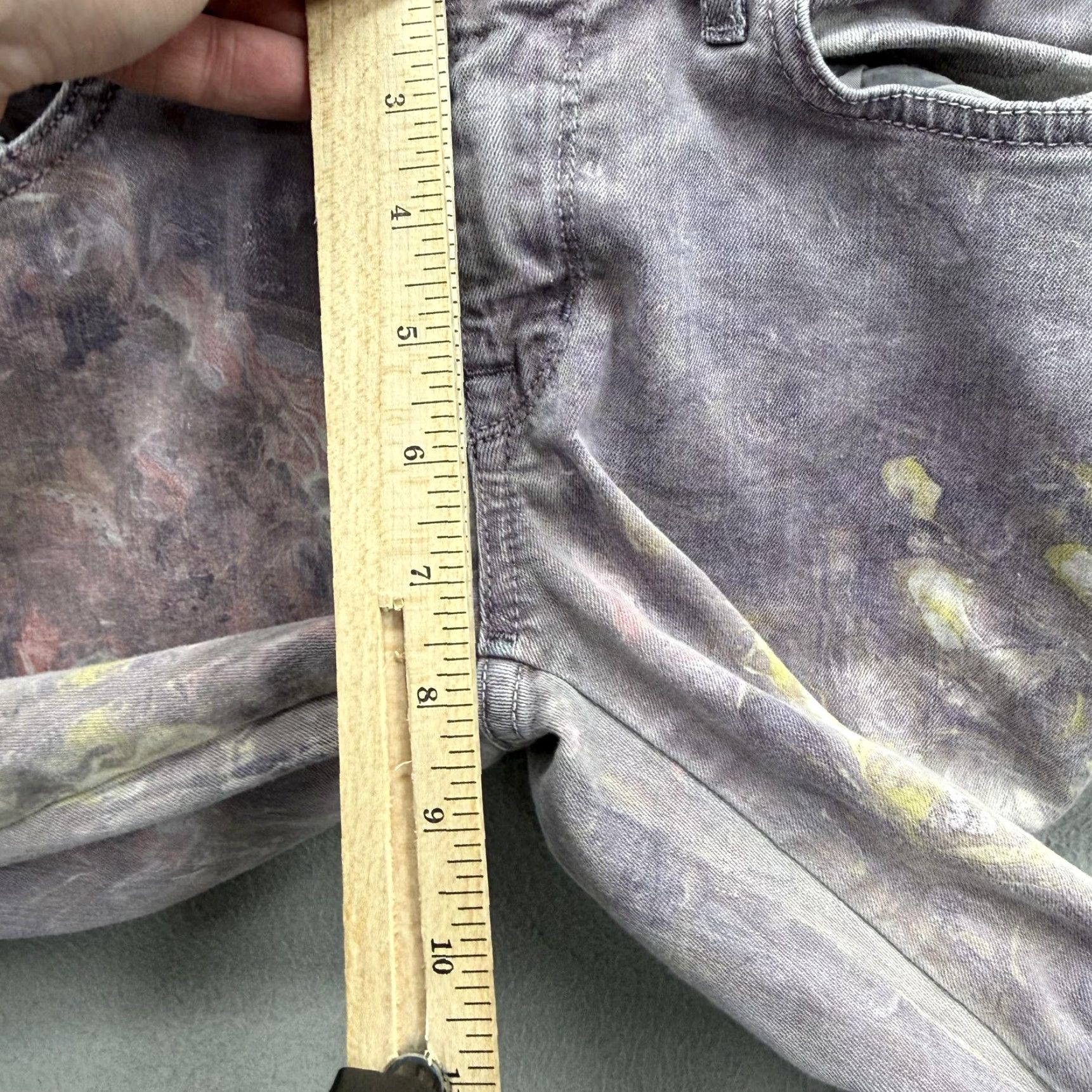 Denime Rich & Skinny Jeans Womens 29 Gray Marble Wash Low Rise Straight Stretch Denim Size 29" - 7 Thumbnail