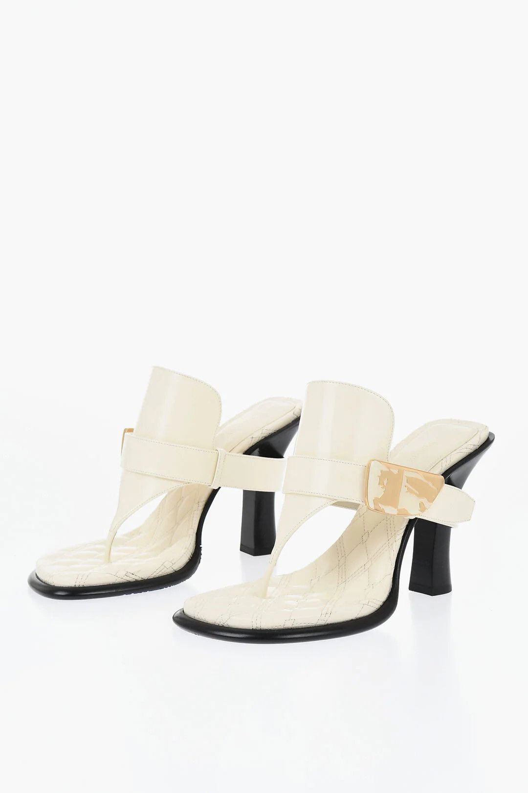 Burberry og1mm0426 Brushed Leather Thong Mules in White Size US 9 / IT 39 - 3 Thumbnail