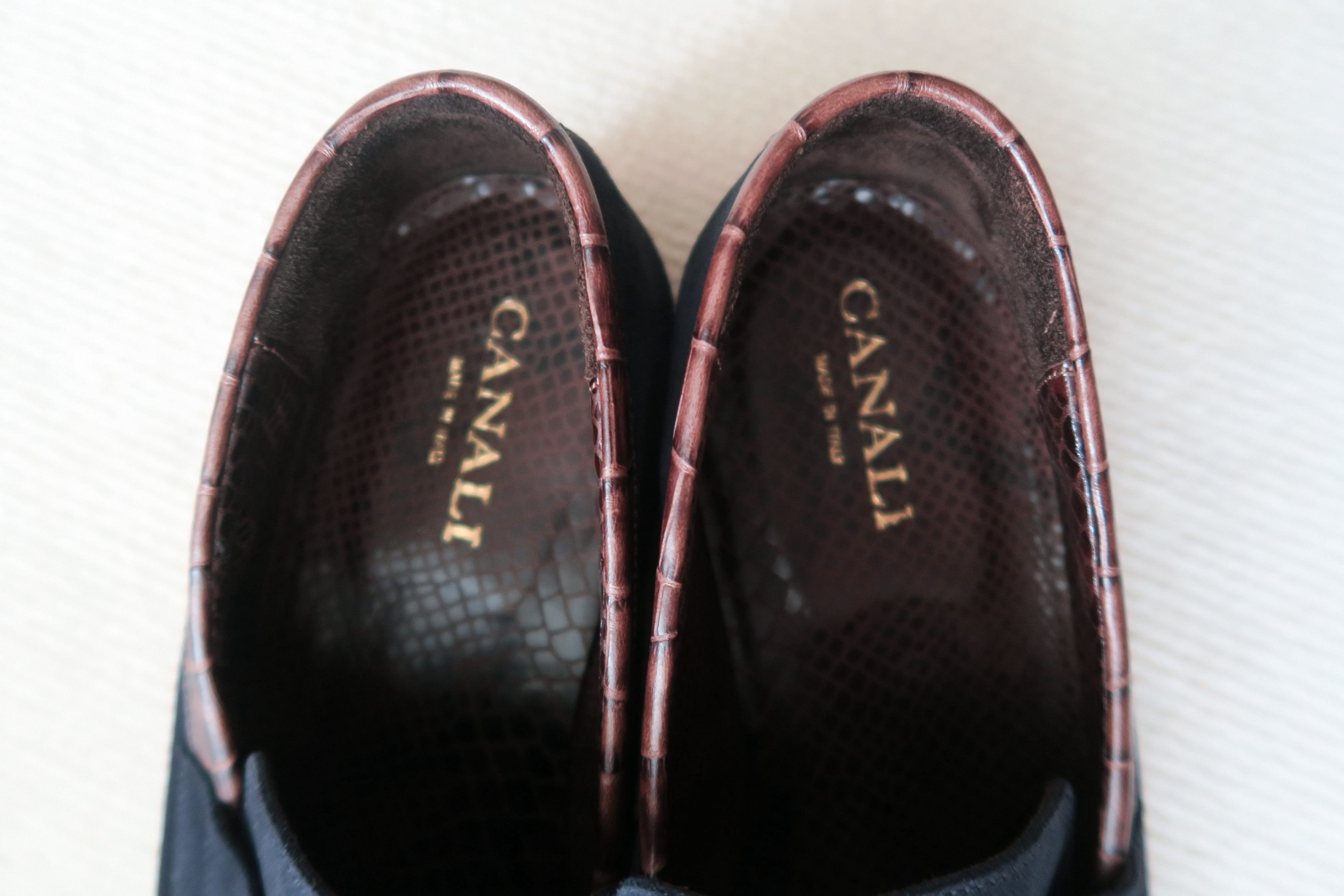 Canali Canali Suede Croc-Embossed Leather Trim Penny Loafers Shoes Size US 10 / EU 43 - 14 Thumbnail