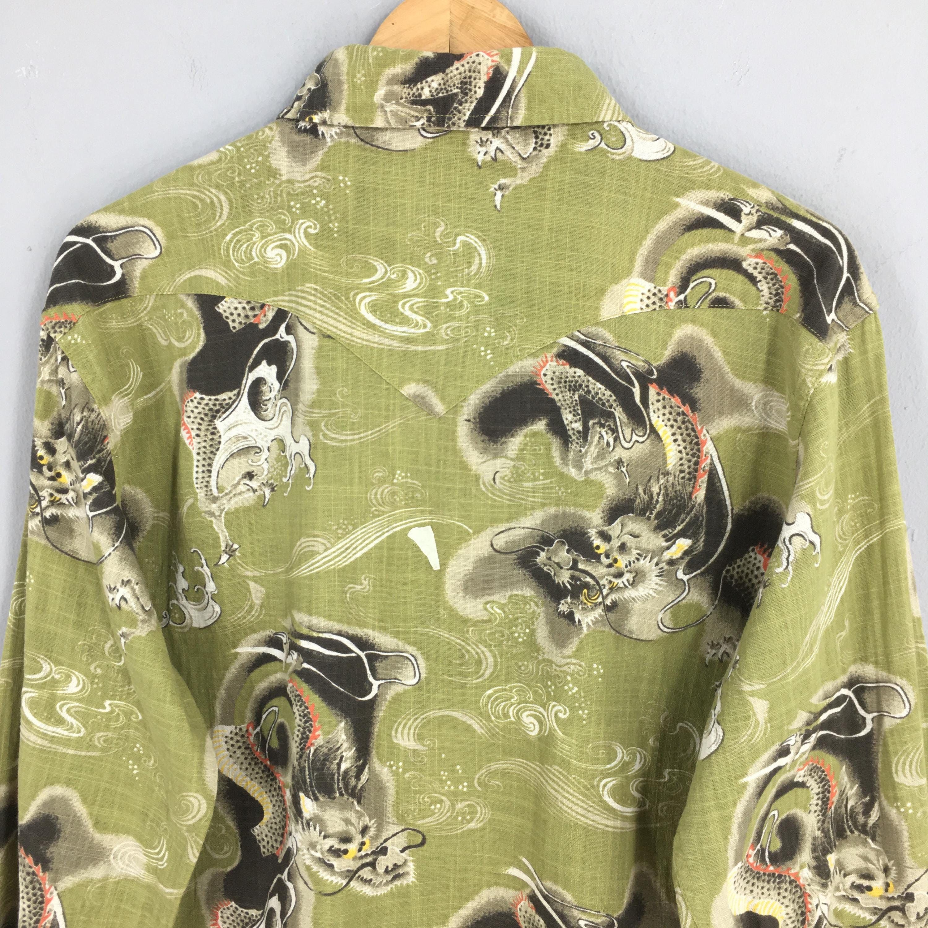 Flannel × Vintage Vintage Pavement Japanese Dragon Raijin Art Shirt Large Size US L / EU 52-54 / 3 - 9 Thumbnail