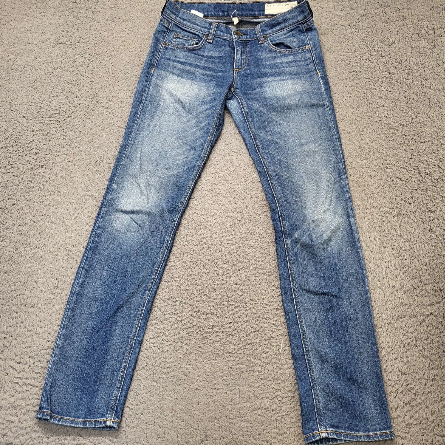 Rag & Bone Rag And Bone Dre Jeans Women's 24 Blue Denim Distressed Skinny Whiskered Jeans Womens Slim Blue Denim Distressed 5-Pocket Rag & Bone The Dre Size 42" / US 20 - 2 Thumbnail