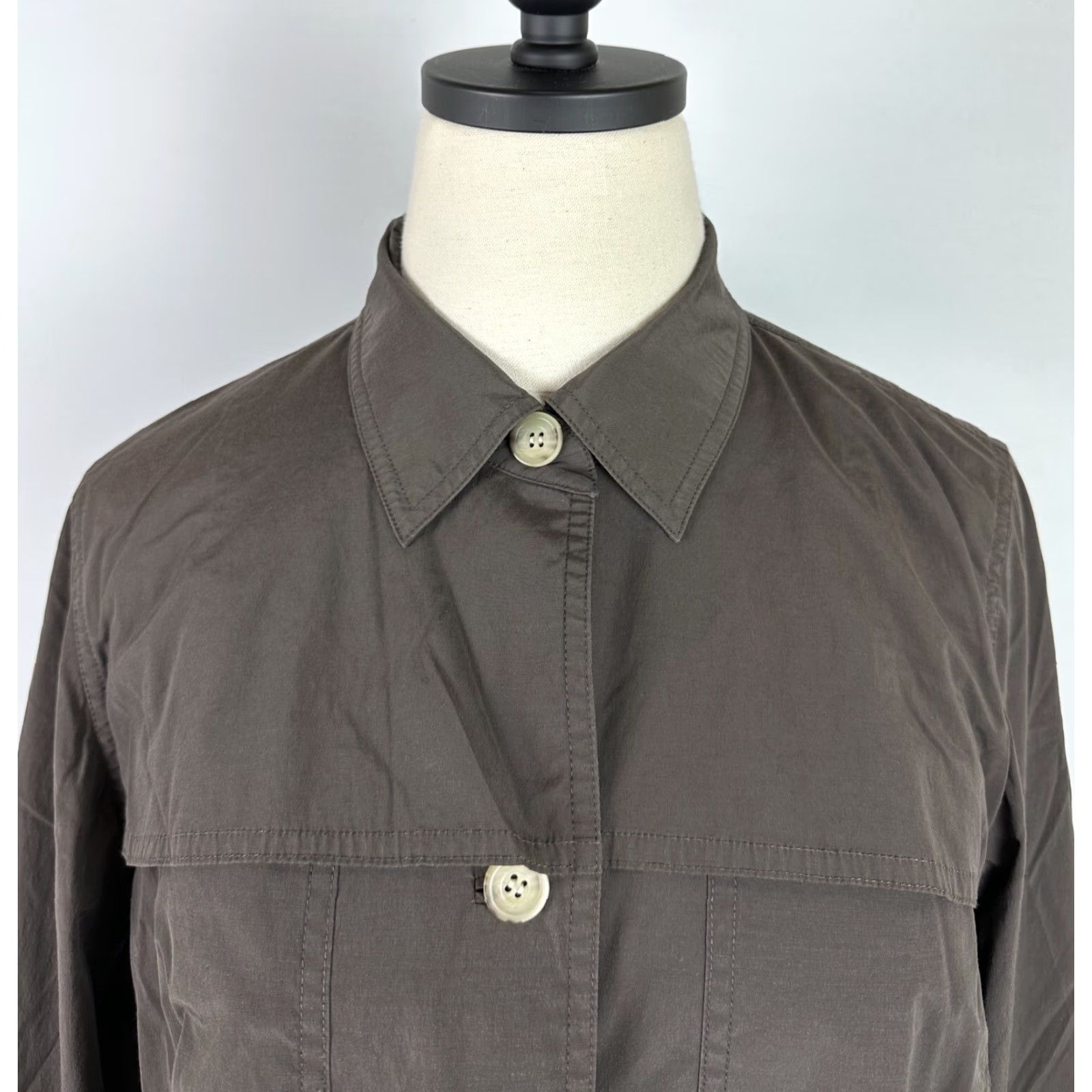 Vintage VTG 90s Y2K Doncaster Brown Jacket Women 4 / S Nylon Cotton Blend Minimalist Grunge Jacket) Size S / US 4 / IT 40 - 3 Thumbnail