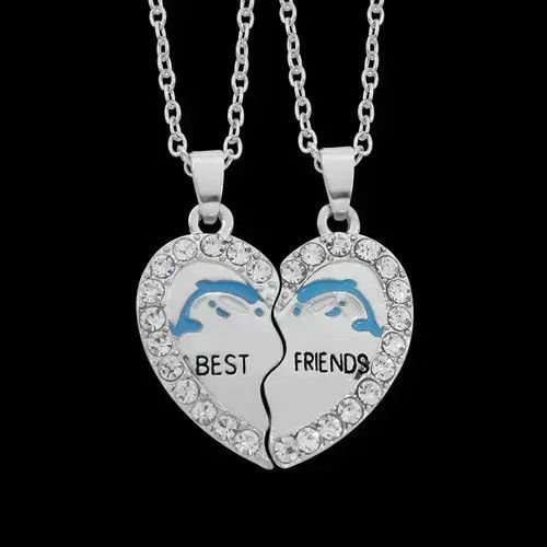 Other 2PCS Dolphin Heart Necklace Size ONE SIZE - 1 Thumbnail