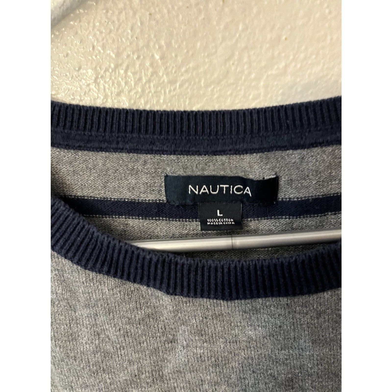 Nautica Nautica Sweater Women's Large Crew Neck Long Sleeve Striped Button Multicolor 100% Cotton Knit Pullover Classic Size L Adults Size L / US 10 / IT 46 - 2 Thumbnail