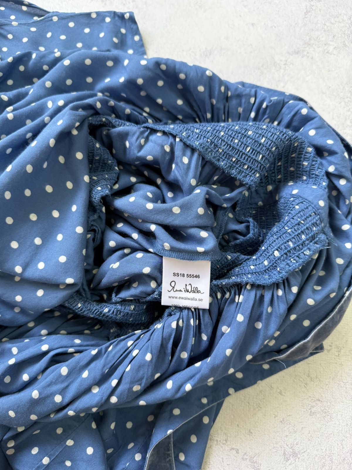 Vintage Ewa I Walla Blue Polka Dot Short Sleeve Midi Dress Size XS Size XS / US 0-2 / IT 36-38 - 17 Thumbnail