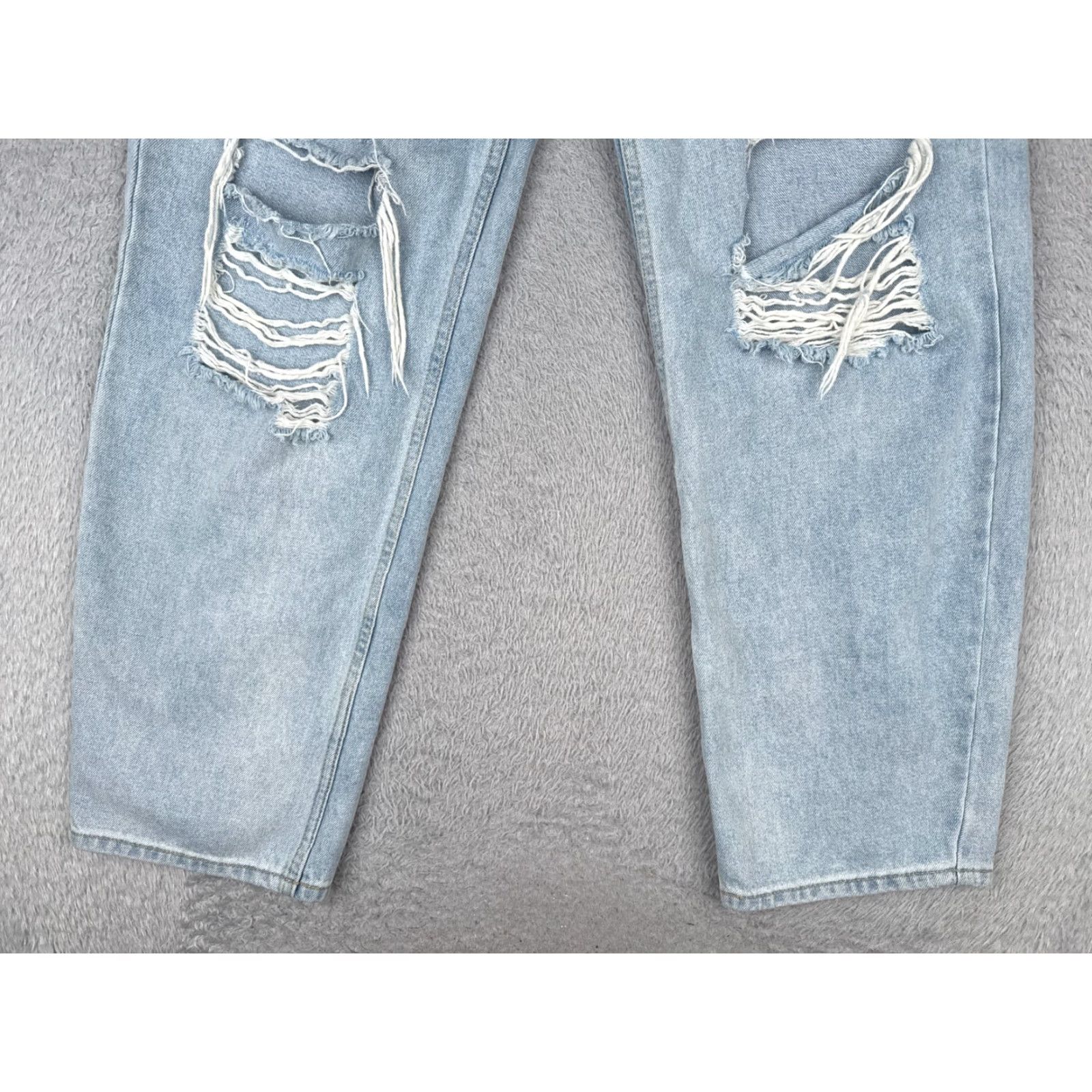 Fashion Nova Fashion Nova Jeans Juniors 9 Blue Denim Jeans Wide Leg Distressed Cotton 28x31 Jeans Women Boys Girls Mens Size 30" / US 8 / IT 44 - 2 Thumbnail