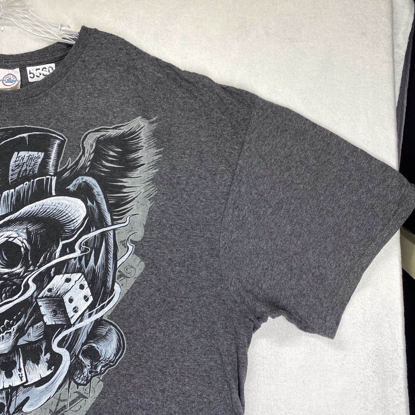 Vintage VINTAGE Skull Dice Station T-Shirt Men 3XL Gray Graphic Print Gambler Gothic Top Hat 60s 70s 80s 90s dx Size US XXL / EU 58 / 5 - 7 Thumbnail