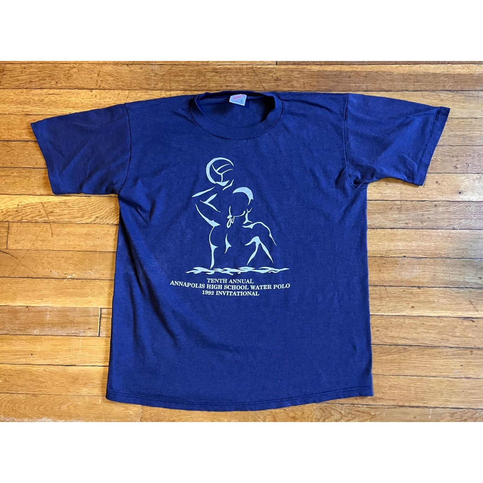 Jerzees VINTAGE Annapolis High School Water Polo 1992 Shirt Men’s L Blue Single Stitch Jerzees T-Shirt Crew Neck Short Sleeve Graphic Print 90s Sports Size US L / EU 52-54 / 3 - 2 Thumbnail
