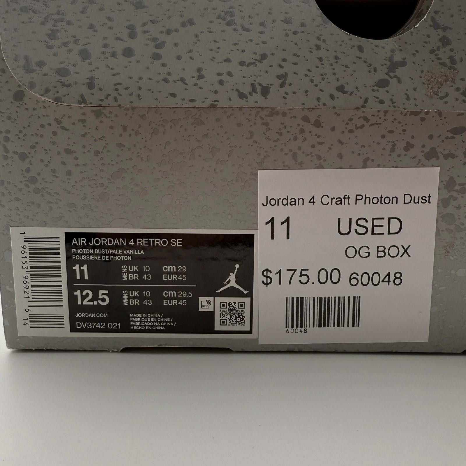 Jordan Brand Air Jordan 4 Retro SE Photon Dust Pale Vanilla US 11 Used Size US 11 / EU 44 - 9 Thumbnail