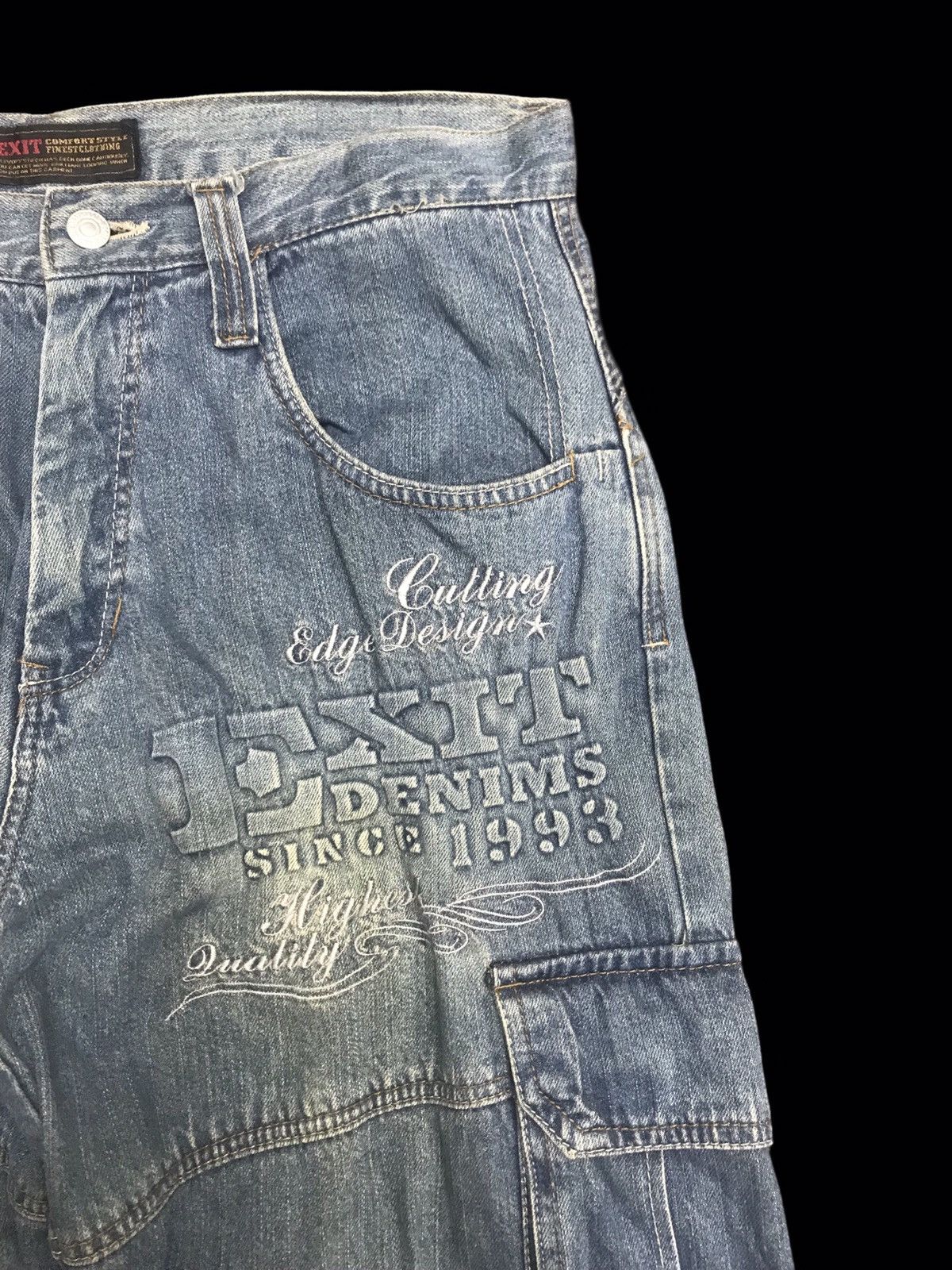Vintage 💥WIDE BAGGY💥ARCHIVAL EXIT 3D POCKETS CARGO DENIM F358 Size US 32 / EU 48 - 3 Thumbnail