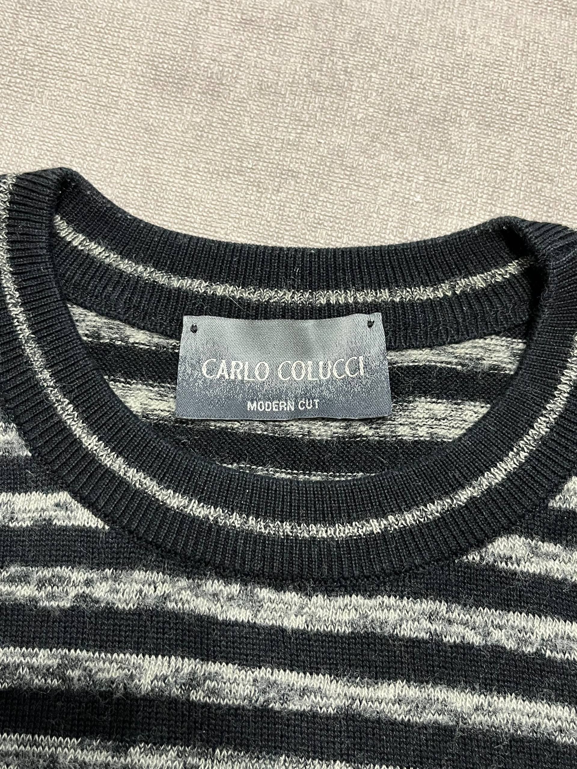 Carlo Colucci Carlo Colucci Mens Sweater Pullover Striped Black Vintage Size US XL / EU 56 / 4 - 9 Thumbnail