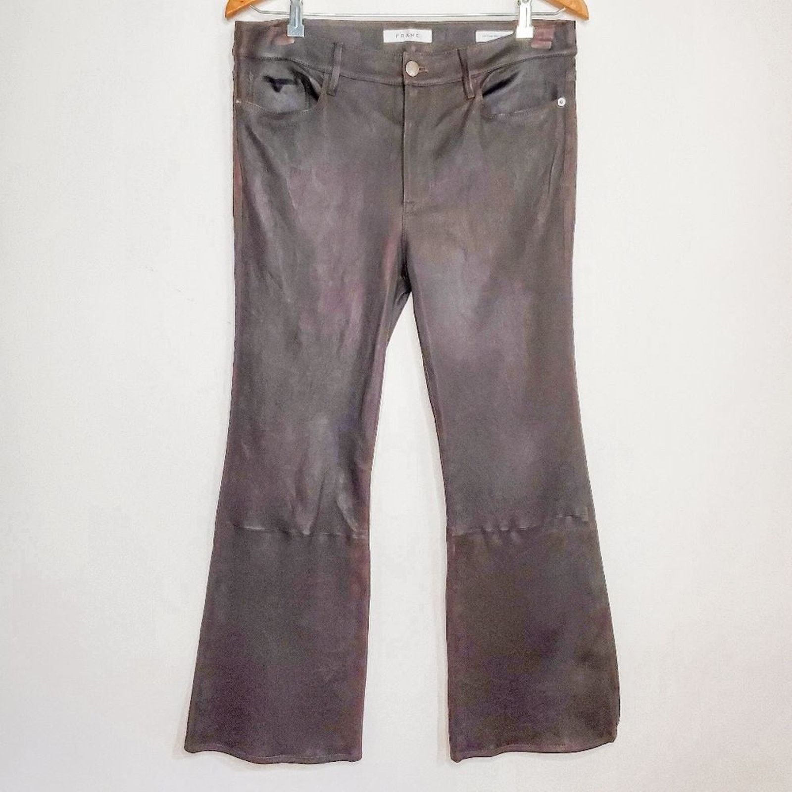 Frame Frame Espresso Brown Le Crop Mini Boot Leather Pants Size 34 Size 34" / US 12 / IT 48 - 2 Thumbnail