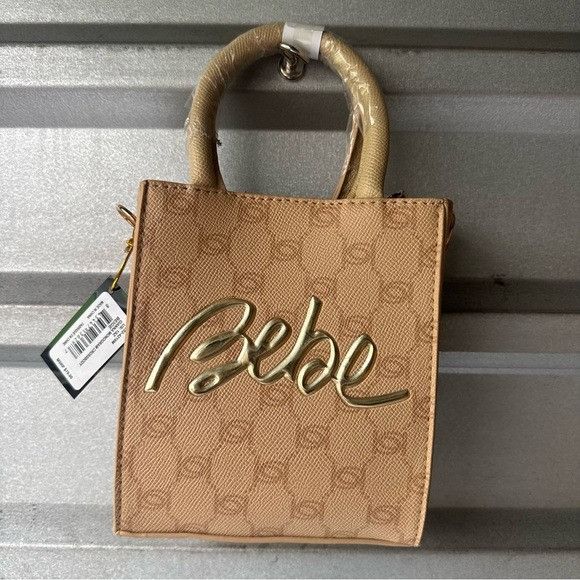 Bebe NWT Bebe Giana Monogram Crossbody Gold and Tan Mini Bag Size ONE SIZE - 1 Thumbnail