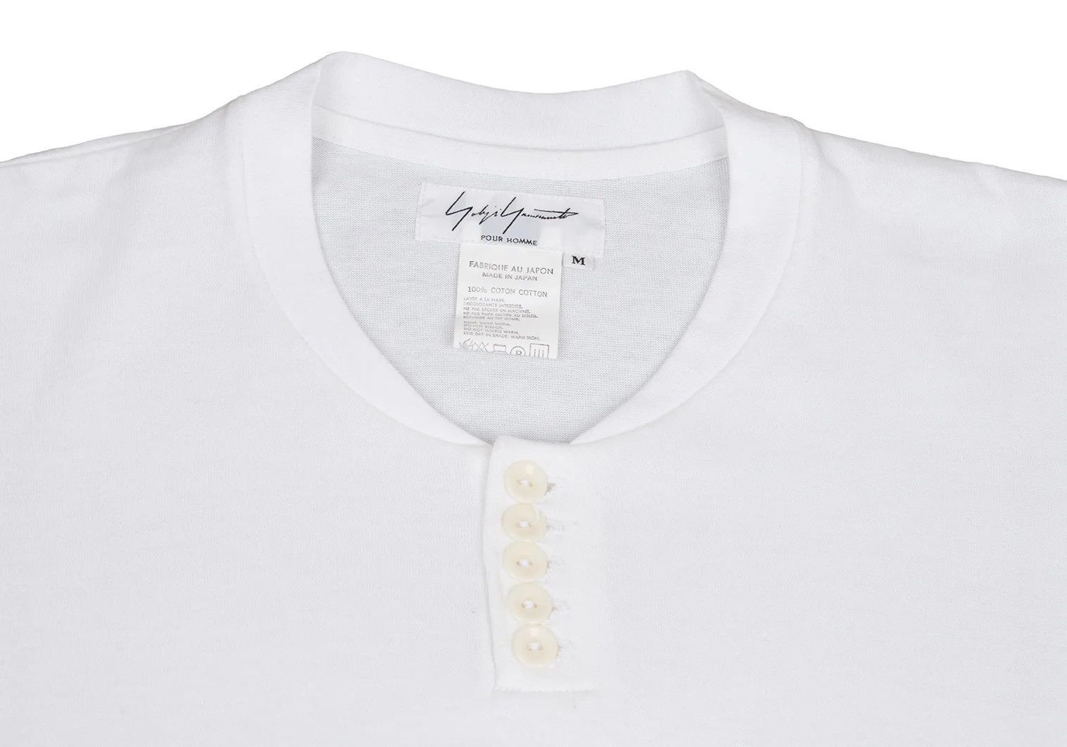 Yohji Yamamoto Yohji Yamamoto Henry Neck Cotton T-Shirt White M Size US M / EU 48-50 / 2 - 6 Thumbnail