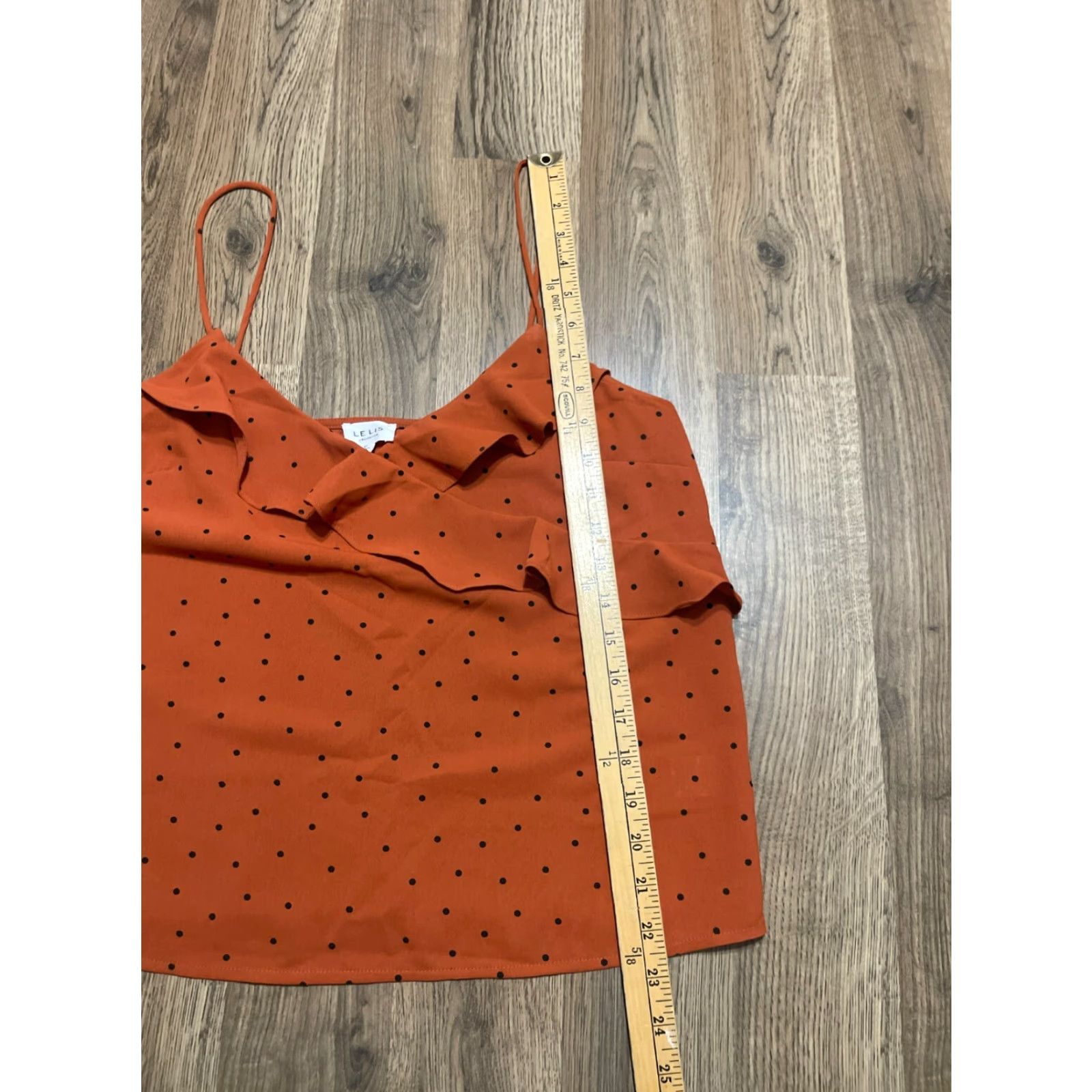 Vintage Lelis Tank Top Women M Brown Black Polka Dots Ruffle Sleeveless Size M / US 6-8 / IT 42-44 - 6 Thumbnail