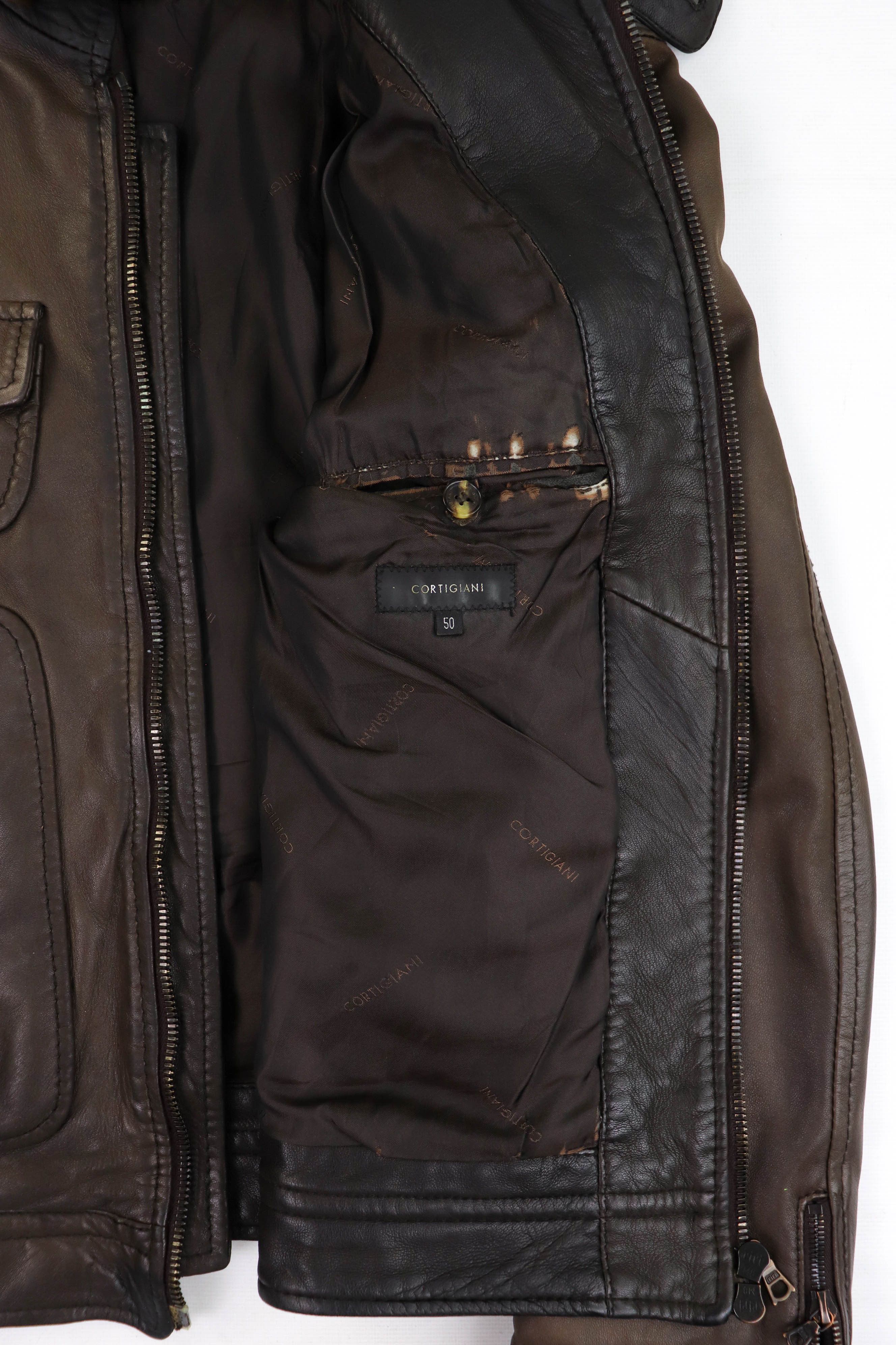 Cortigiani CORTIGIANI Faded Dark Brown RiRi Zippers Leather Jacket Size US M / EU 48-50 / 2 - 20 Thumbnail