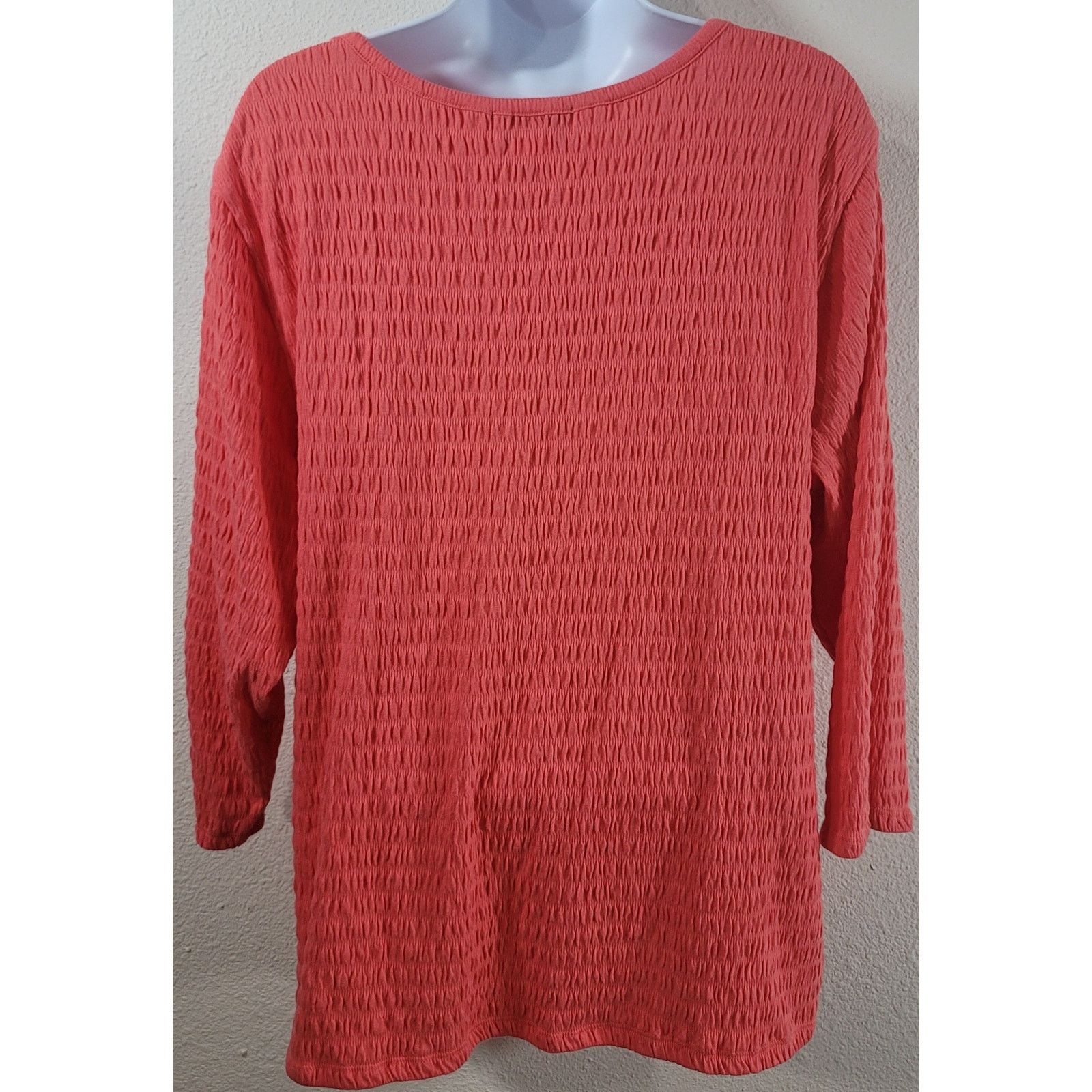 Other Draper's & Damon's Coral Orange Pink Puckered Material Top L Size L / US 10 / IT 46 - 3 Thumbnail