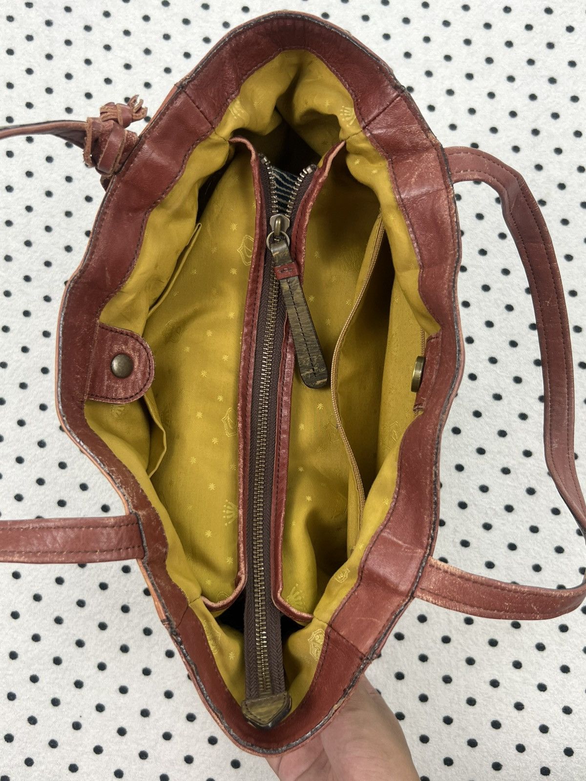 Dakota Unique Mountain Landscape Art Patina Leather Tote Bag