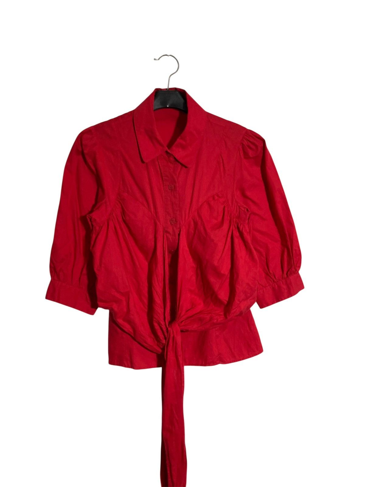Kenzo 🇫🇷 Vintage Kenzo Blouse Top Women With Tie Front Red Luxury Size S / US 4 / IT 40 - 1 Thumbnail