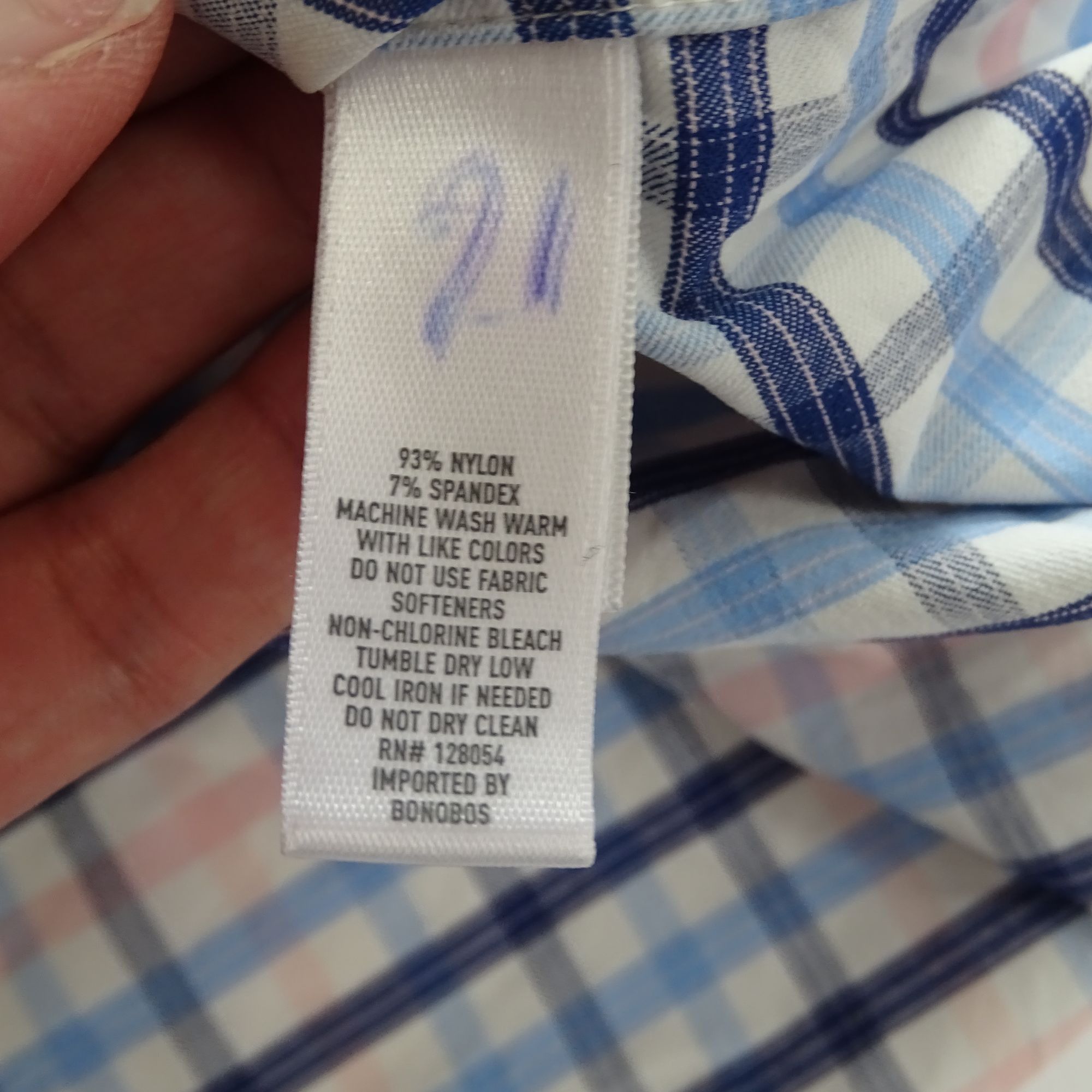 Bonobos Bonobos Slim Fit Long Sleeve Blue Pink Plaid Button Up Shirt Size US L / EU 52-54 / 3 - 6 Thumbnail