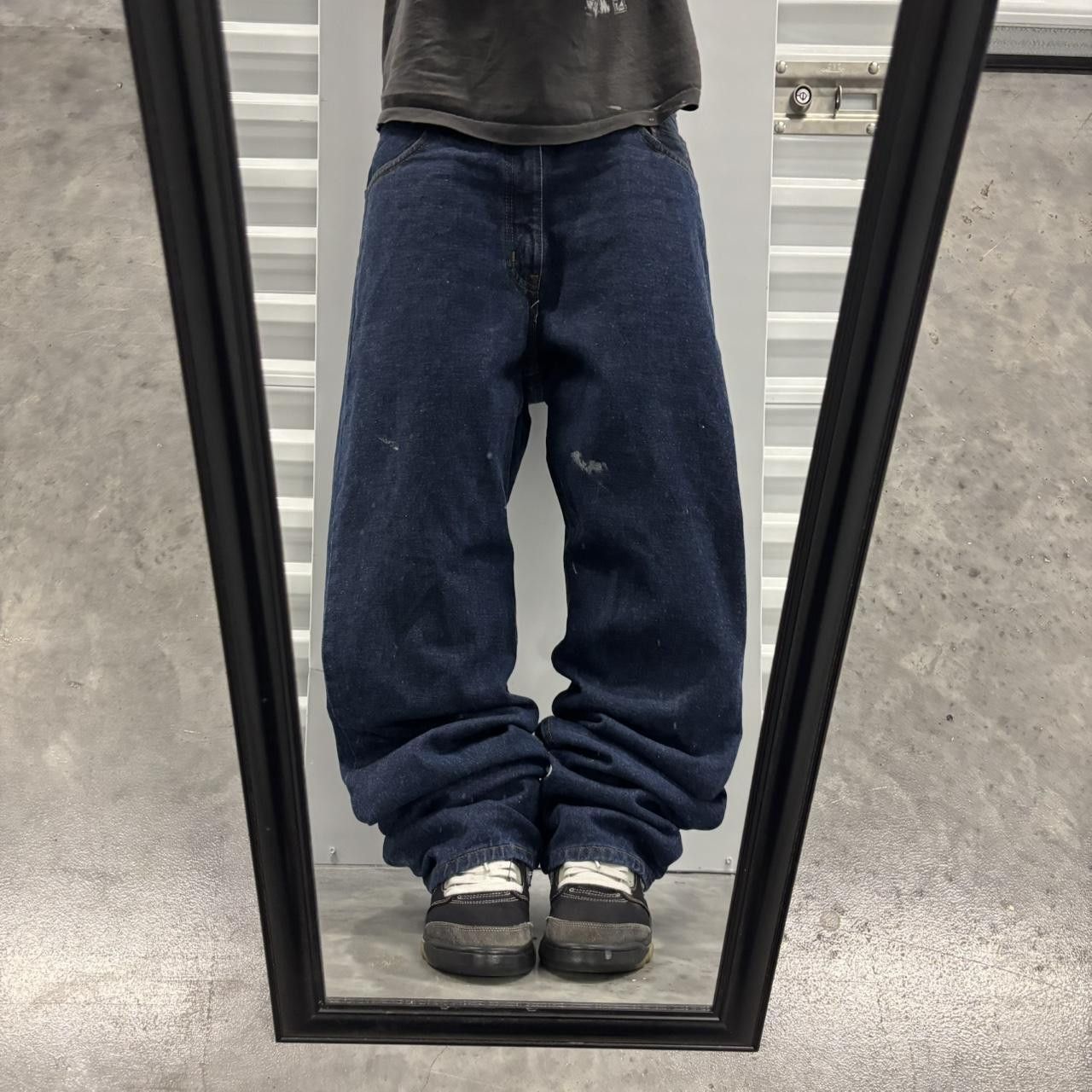 Japanese Brand × Vintage Crazy Vintage Y2K/2000s Baggy Grunge Dark Wash Skater Denim Jeans! Size US 36 / EU 52 - 1 Thumbnail