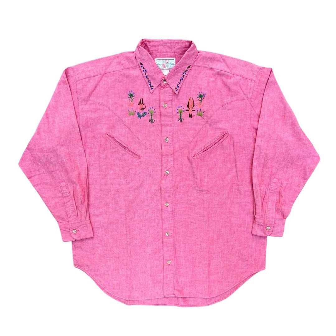 Other Tiny Bell Salmon Chambray Embroidered Western Shirt Size US L / EU 52-54 / 3 - 1 Thumbnail