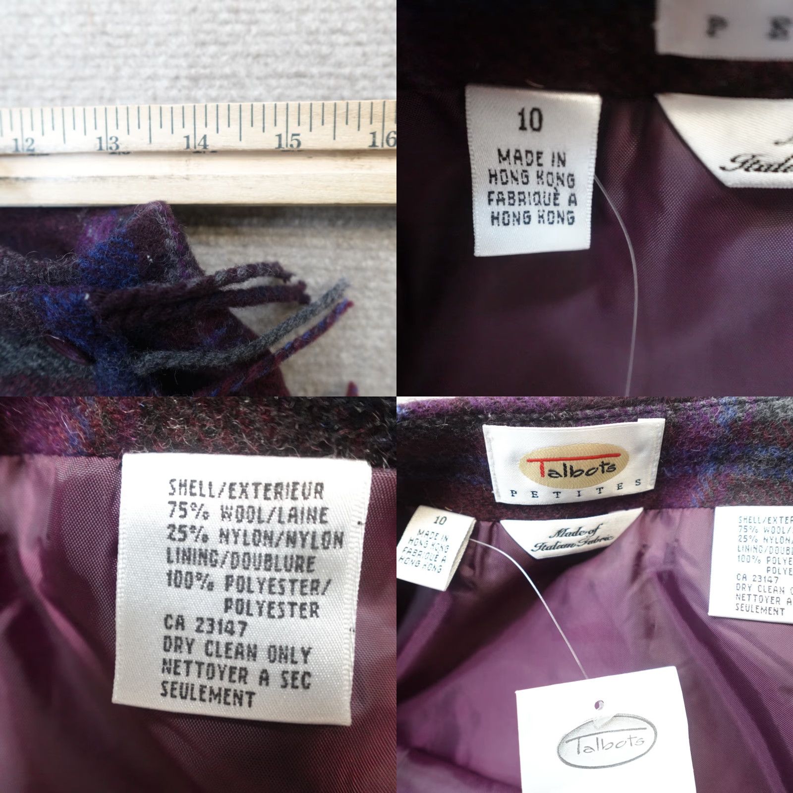 Talbots VINTAGE Talbots Skirt Petites 10P Purple Gray Plaid Fringe Wool Nylon Long Straight Pencil Womens Boys? Size 32" / US 10 / IT 46 - 8 Thumbnail