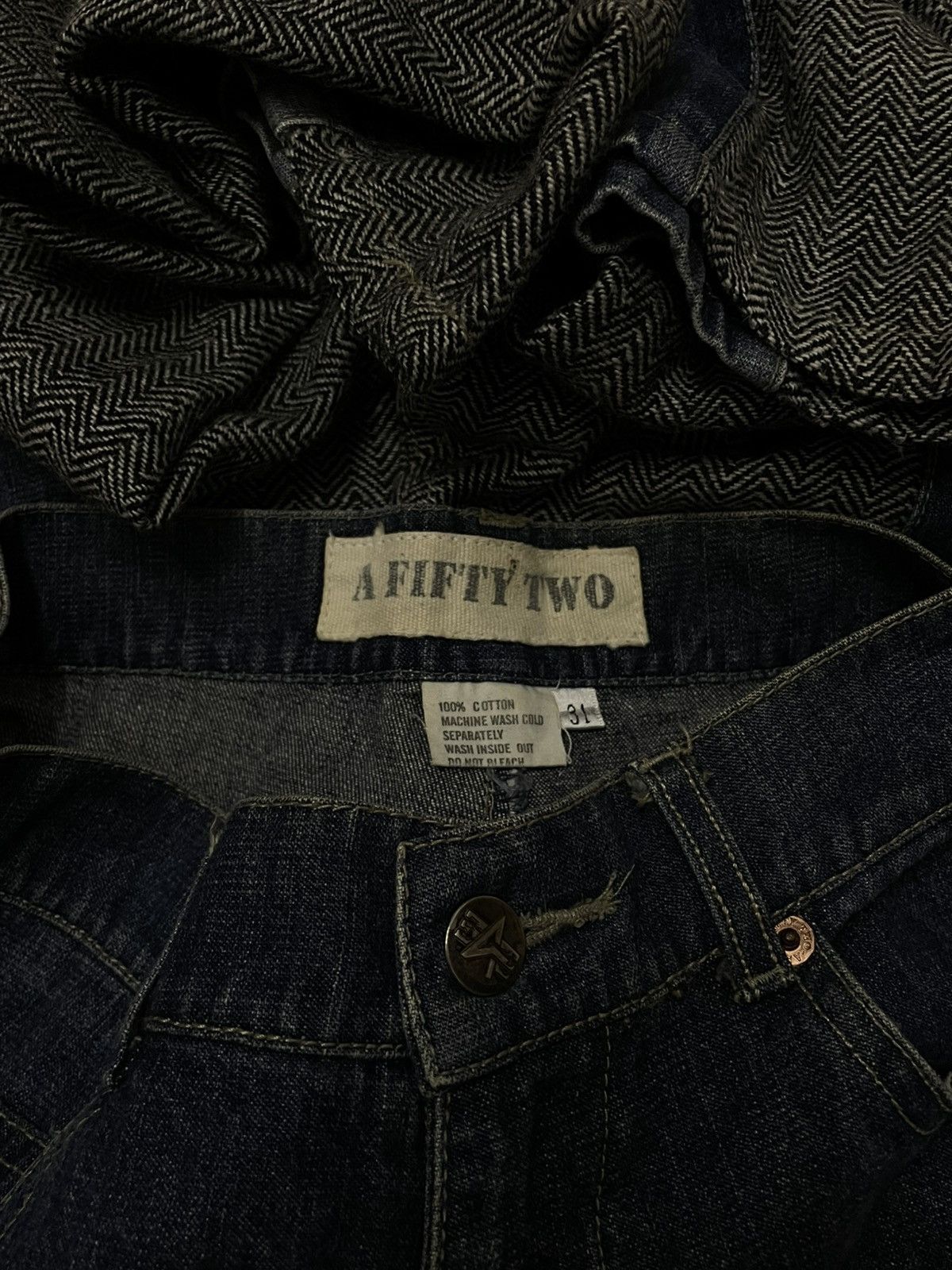 Japanese Brand VINTAGE DOUBLE LAYERED TWEED JAPAN DESIGNER AFIFTY TWO DENIM Size US 31 - 12 Thumbnail