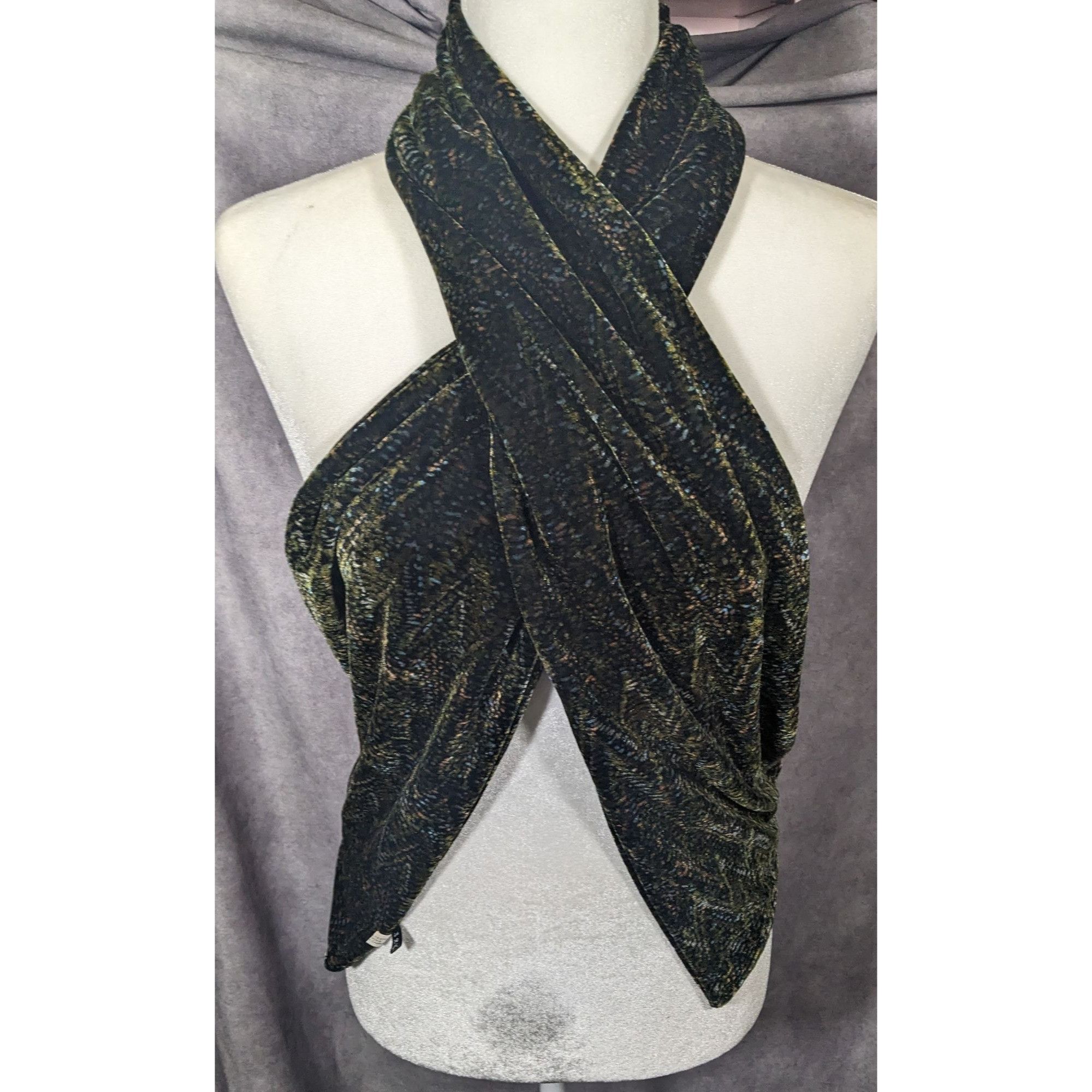 Other Black And Green Speckled Velvet-Like Scarf Size ONE SIZE - 12 Thumbnail