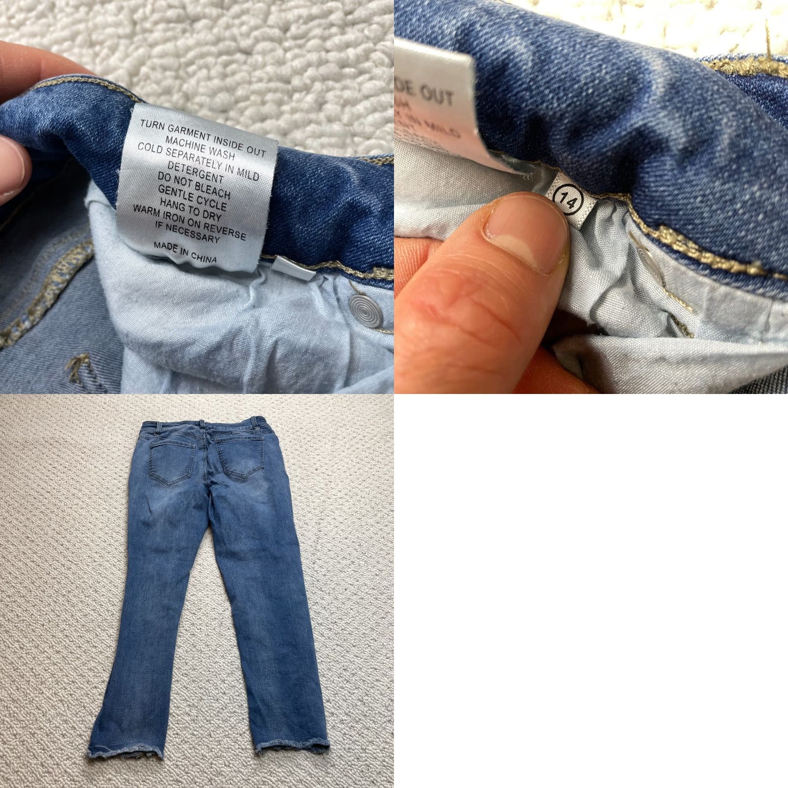 Denime Haute Curve Jeans Womens 14 Denim Blue Dark Wash Button Fly Distressed 31x27 Skinny 5-Pocket Design Womens Size 24" / US 00 / IT 34 - 9 Thumbnail