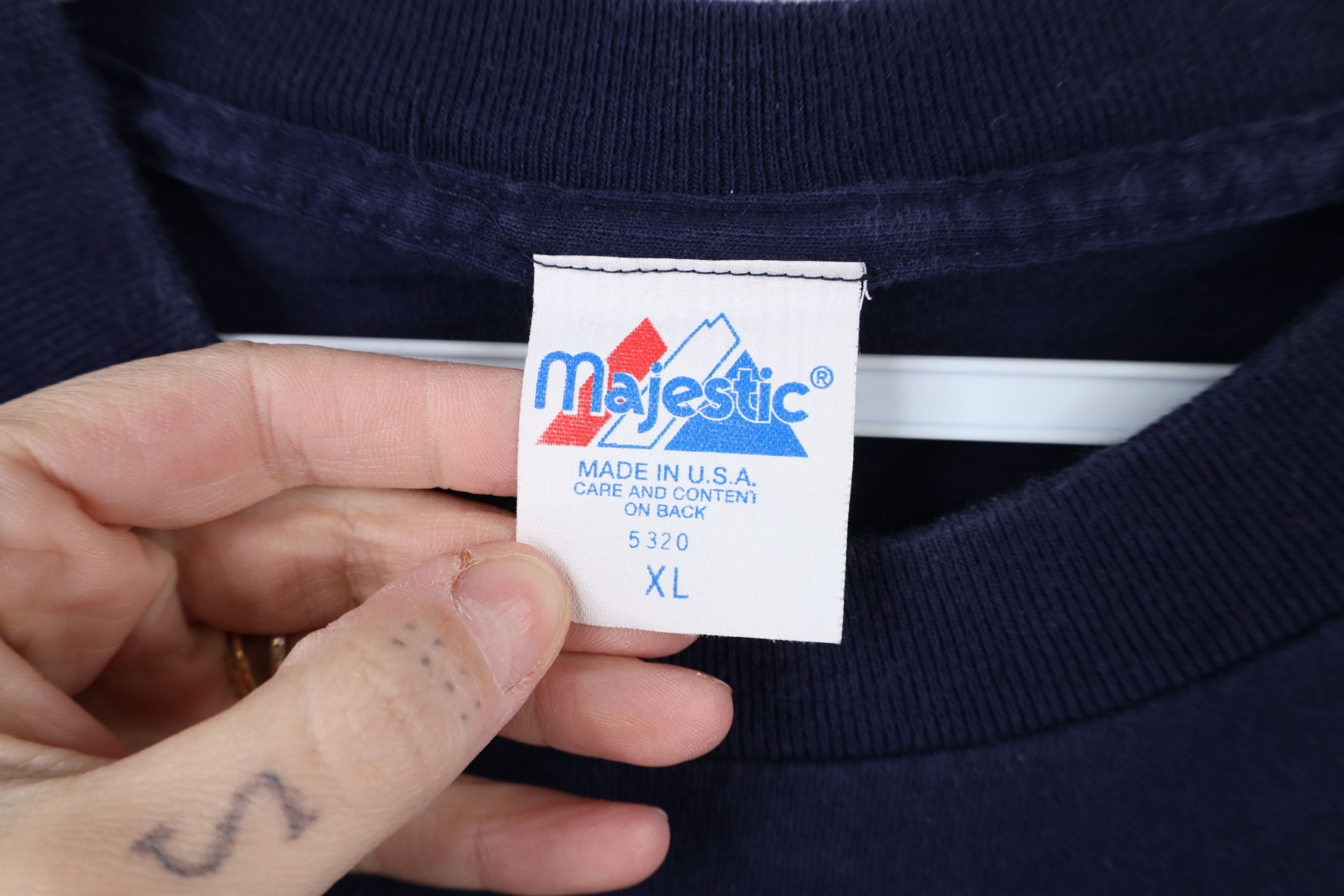 Majestic × Vintage Vintage 90s Majestic Football Long Sleeve T-Shirt Blue USA Size US XL / EU 56 / 4 - 7 Thumbnail