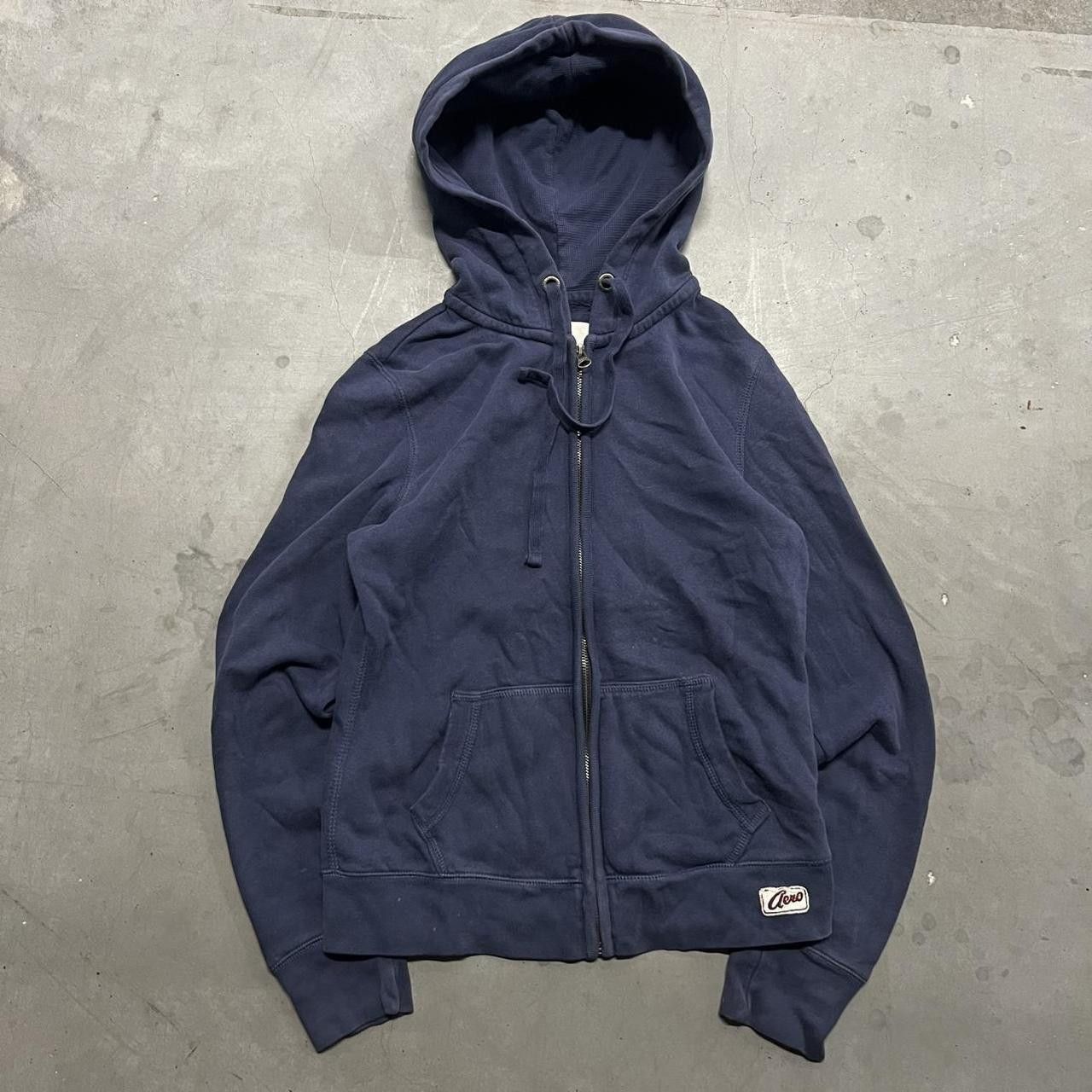 Aeropostale Crazy Vintage Y2K/2000s Blank Aeropostale Navy Blue Zipup Hoodie! Size US M / EU 48-50 / 2 - 1 Thumbnail