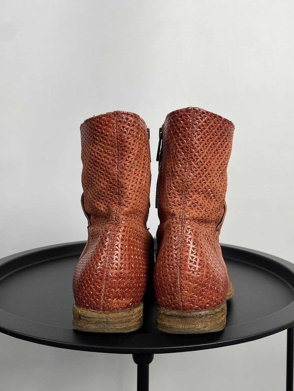 A.S.98 × If Six Was Nine × KMRii A.S.98 Biker Zip Boots Leather Y2K Red Shoes Size US 9 / IT 39 - 9 Thumbnail