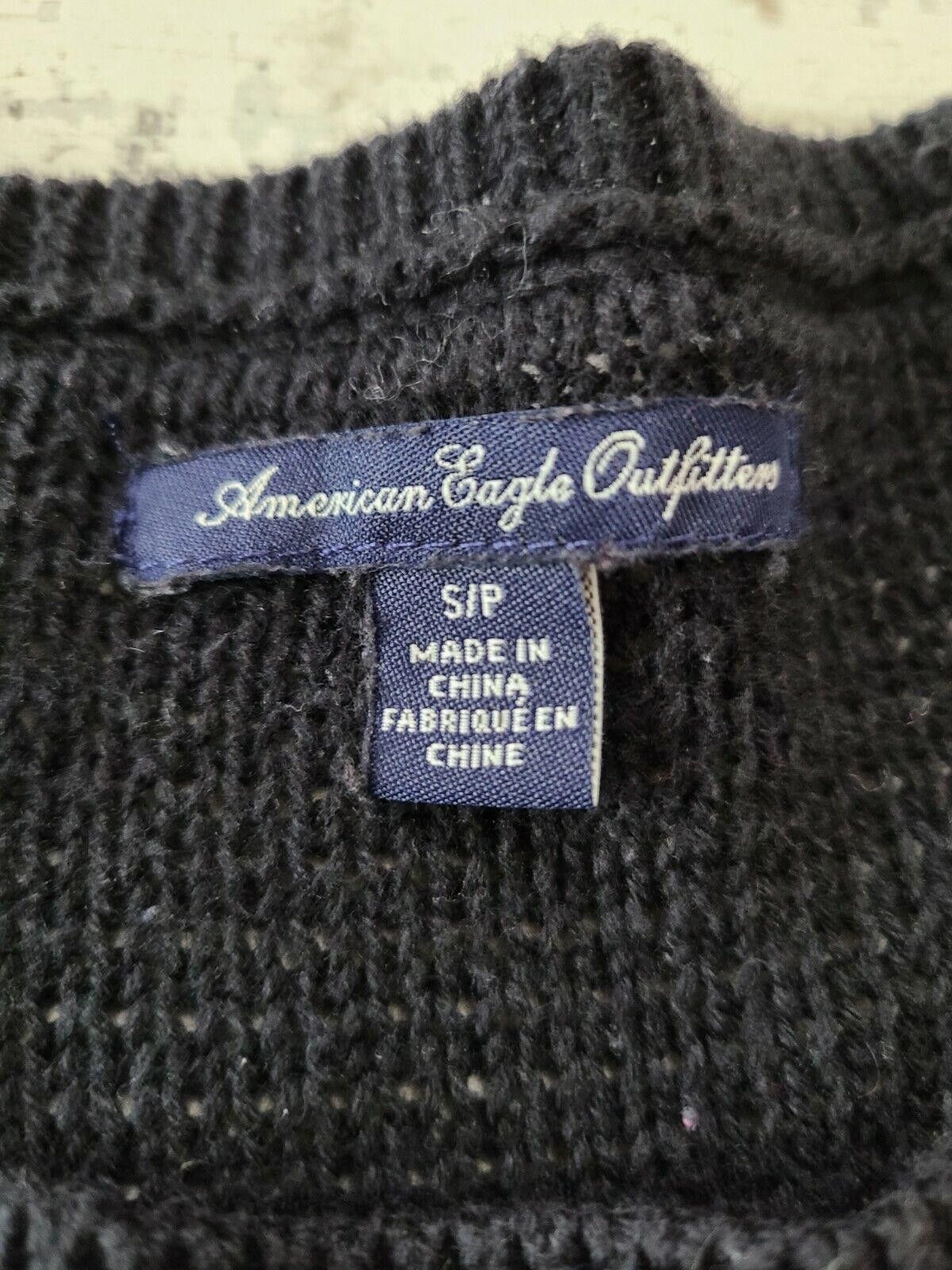 Designer American eagle Sweater Small Black Oversized Sheer Trim Size S / US 4 / IT 40 - 3 Thumbnail