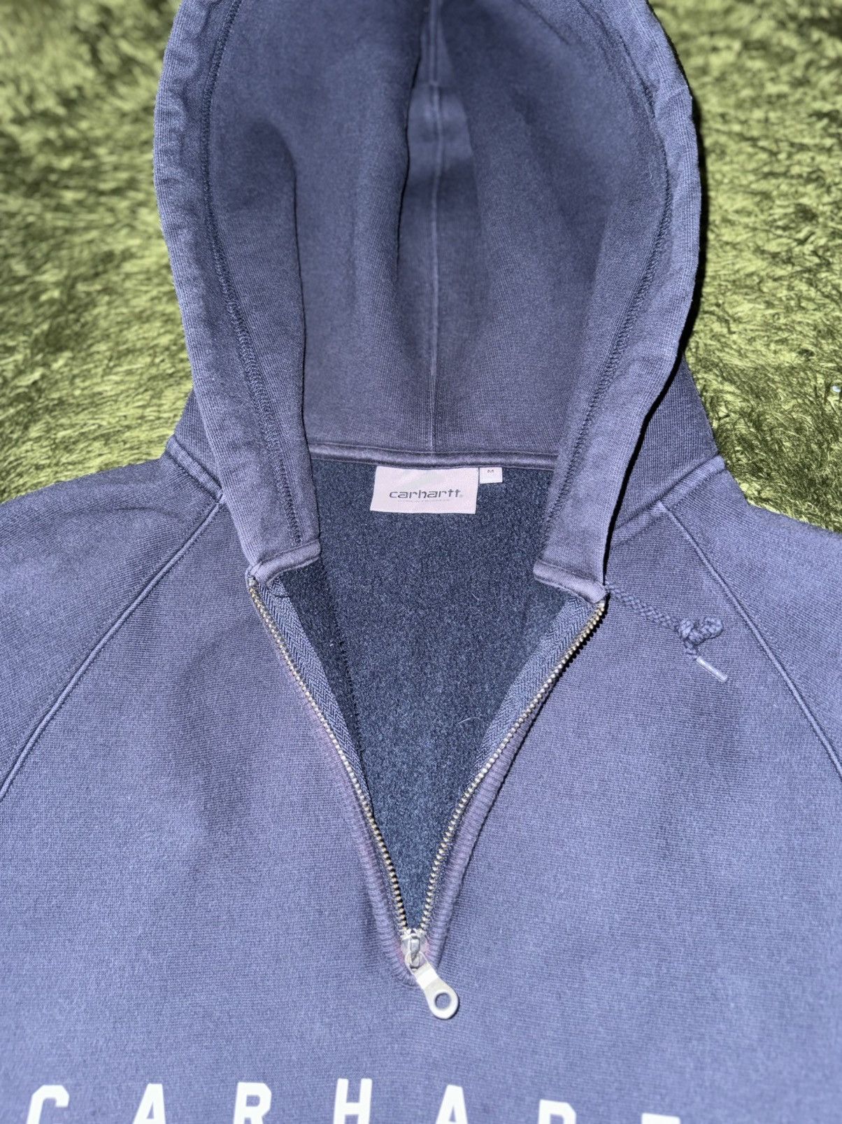 Carhartt Wip [L] Carhartt WIP GARRET Quarter Zip Logo Hoodie Washed Navy Size US L / EU 52-54 / 3 - 2 Thumbnail