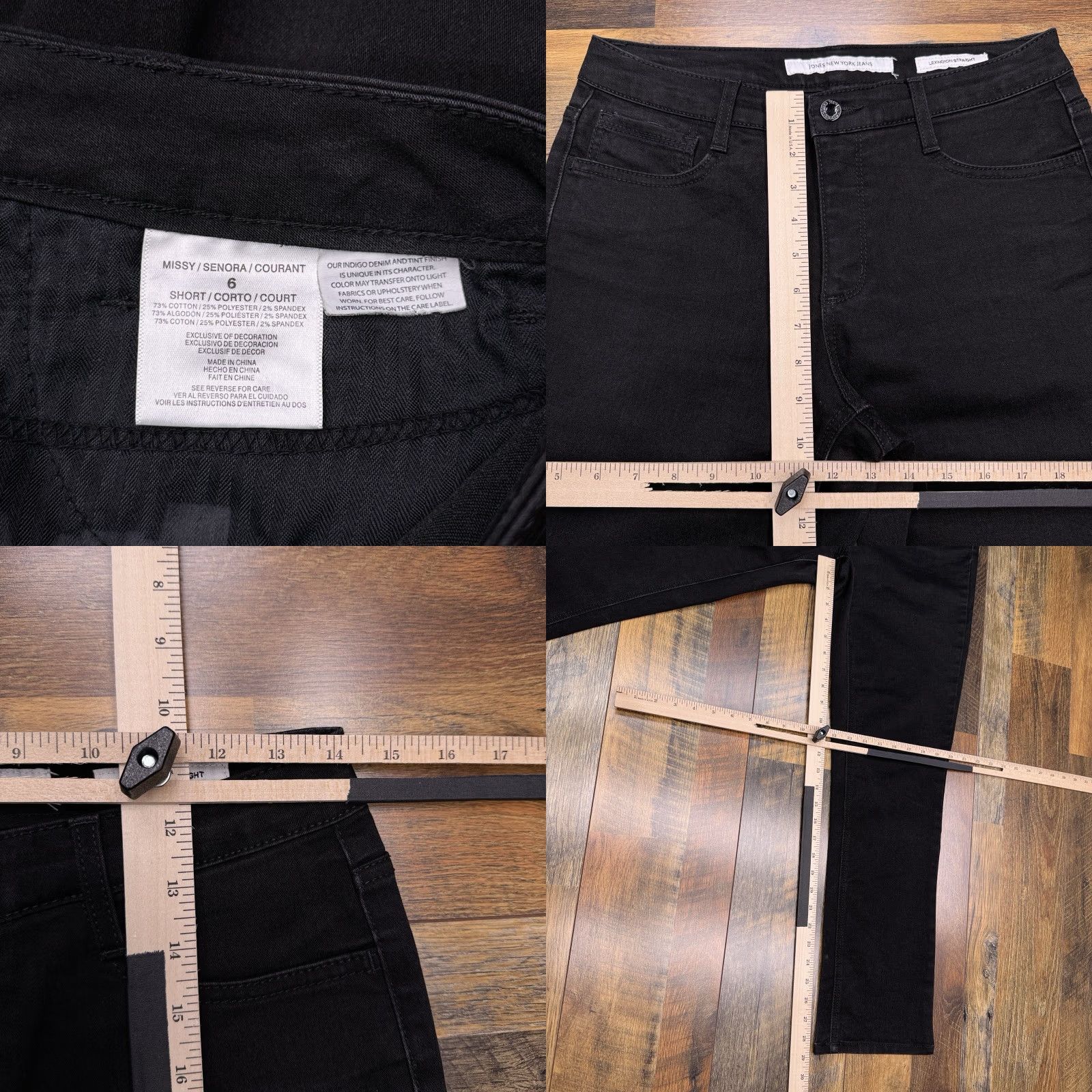 Jones New York Jones New York Jeans Womens 6 Short Black Mid Rise Stretch Straight Jeans Womens 6 Short Black Stretch Straight Den​im Pants Size 28" / US 6 / IT 42 - 8 Thumbnail