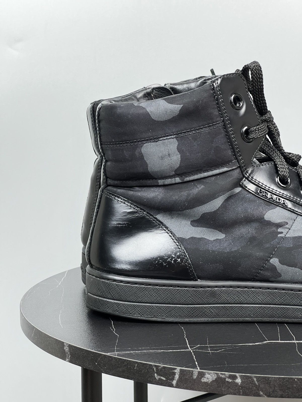 Prada Vintage Prada Red Tab Hi Top Camo Sneakers Size US 12 / EU 45 - 7 Thumbnail