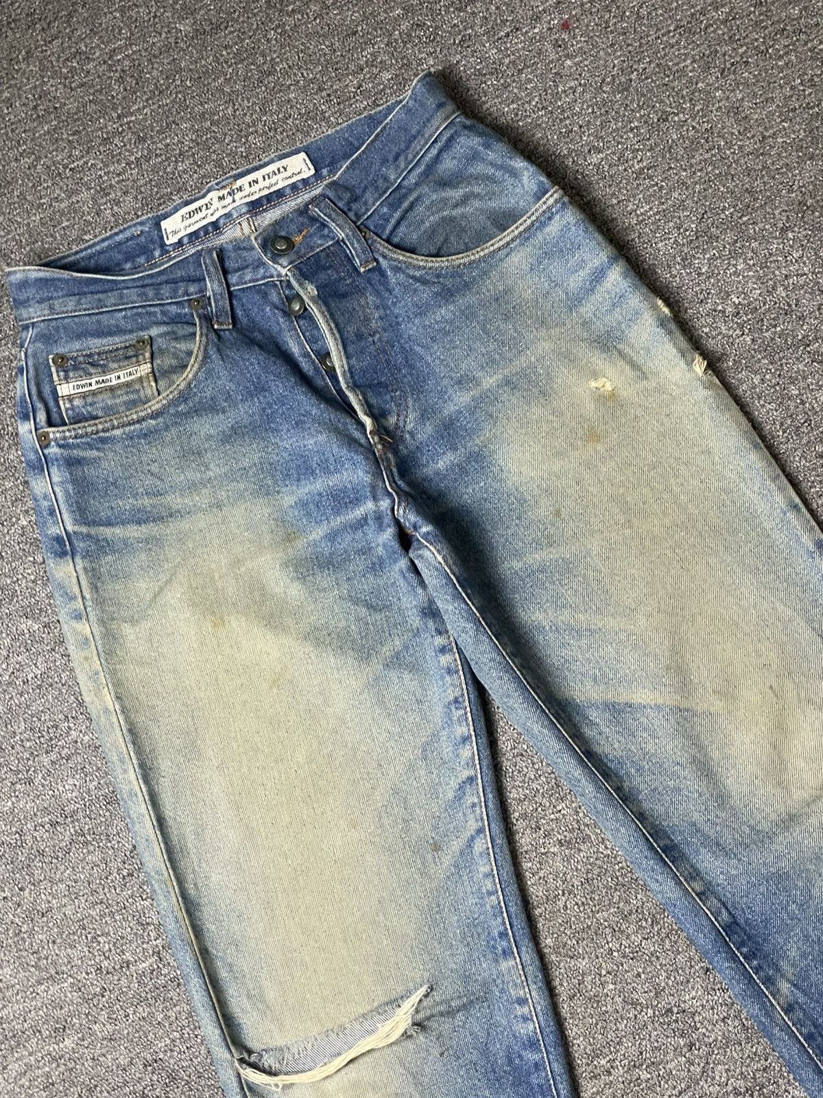 Edwin × Vintage Vintage EDWIN Loose Cut Ripped Jeans (117) Size US 28 / EU 44 - 3 Thumbnail