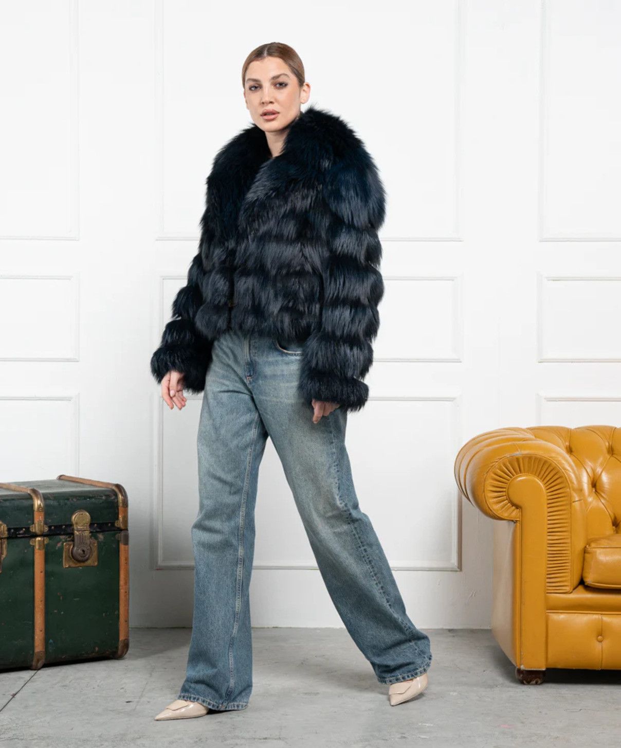 Other Women’s Midnight Blue Fox Fur Jacket Size L / US 10 / IT 46 - 2 Thumbnail