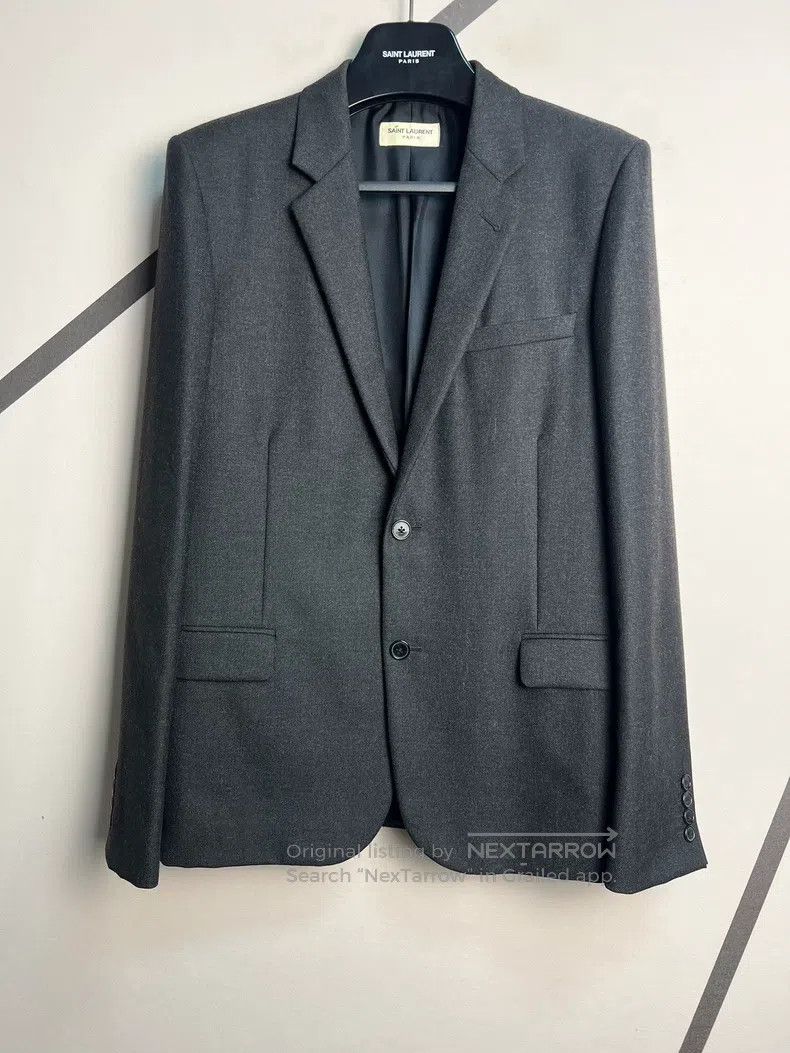 Saint Laurent Paris Saint Laurent Paris Dark Gray Two-button Wool Blazer Size US M / EU 48-50 / 2 - 1 Thumbnail