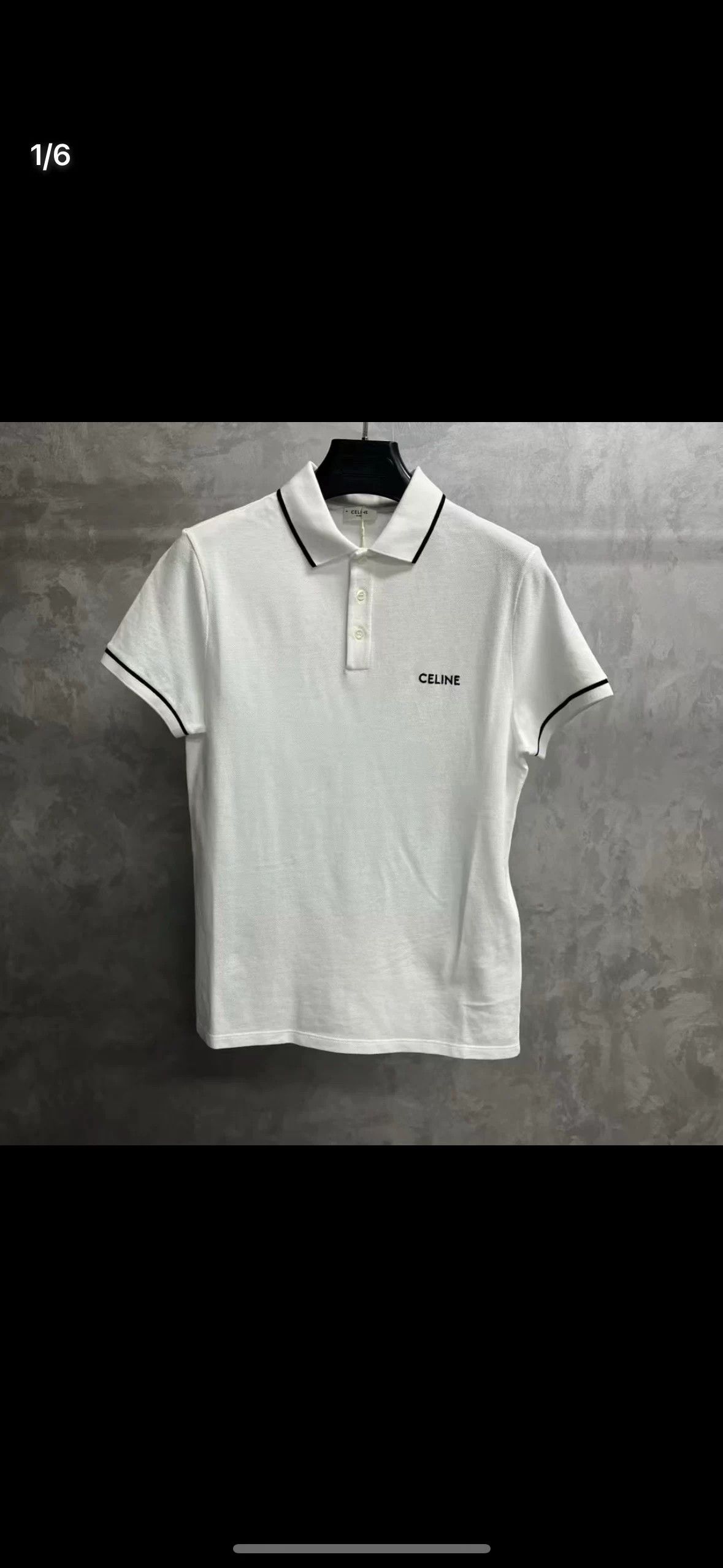 Celine Celine White Striped Letter Polo Shirt Size US S / EU 44-46 / 1 - 1 Thumbnail