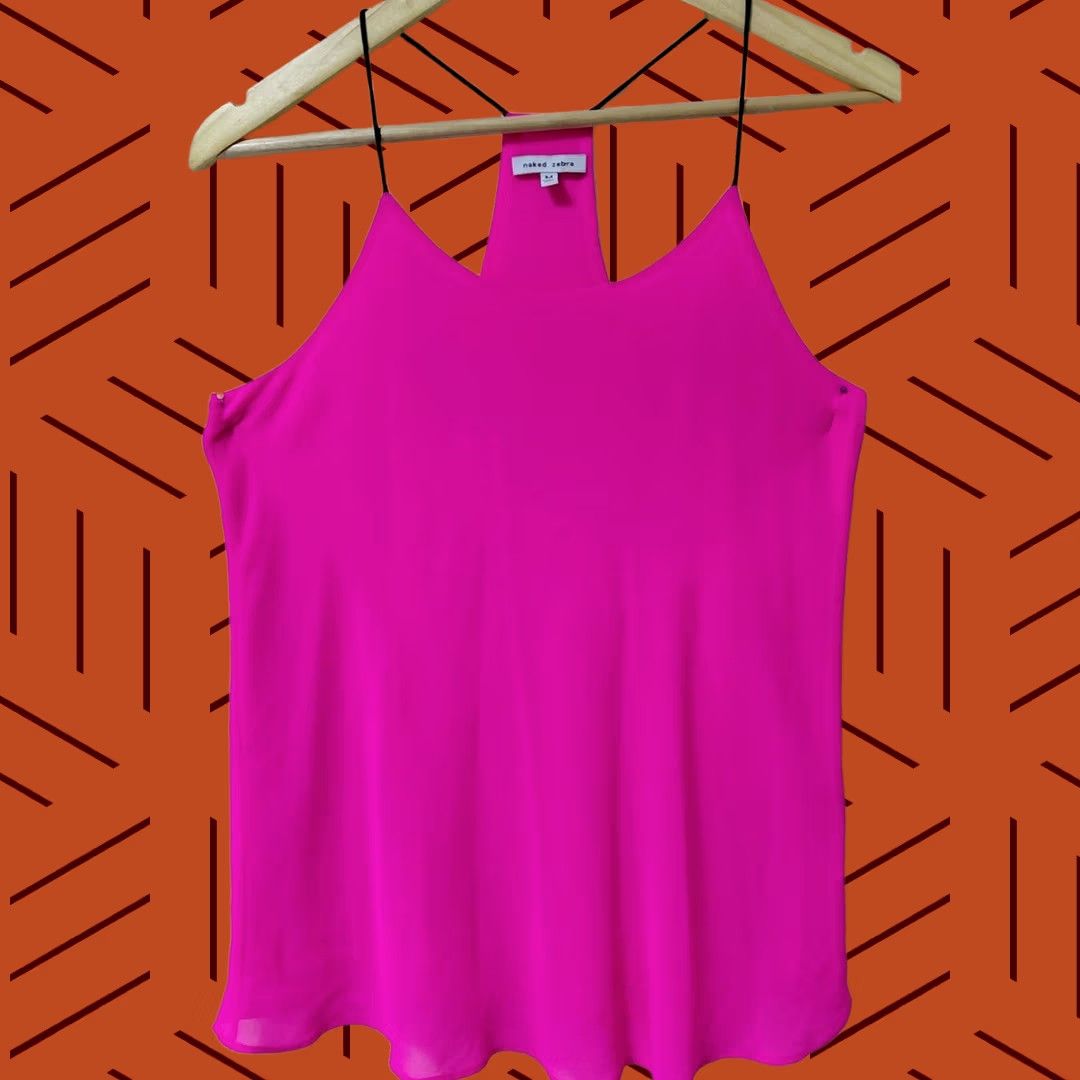 Vintage Naked Zebra Pink Solid Lightweight Women M Tank Top Size M / US 6-8 / IT 42-44 - 1 Thumbnail