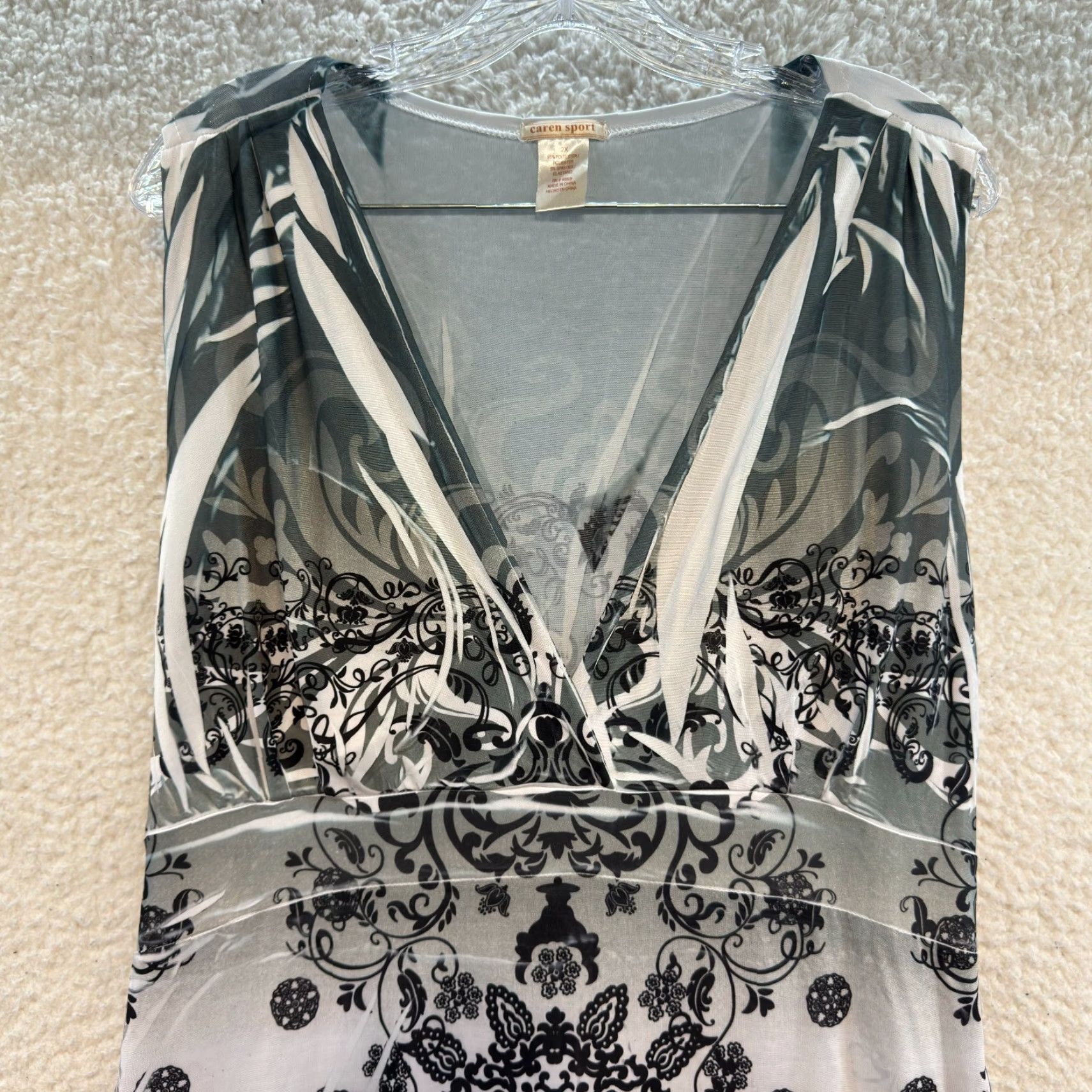 Vintage VINTAGE Y2K Maxi Dress 2X Plus Grey Boho McBling Slinky Stretch Cyber Look Bohemian Caren Sport Dress Womens Size XXL / US 16-18 / IT 52-54 - 3 Thumbnail