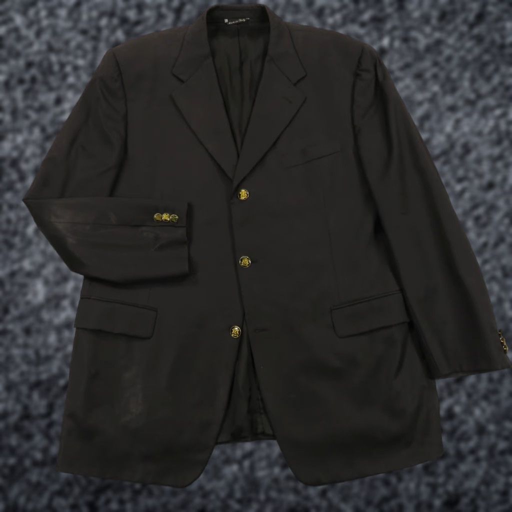 Canali Canali Blazer Jacket Wool Black 46R Three-Button Notch Lapel Regular Single-Breasted Vintage? No. (Remove N/A) Size 46R - 1 Thumbnail
