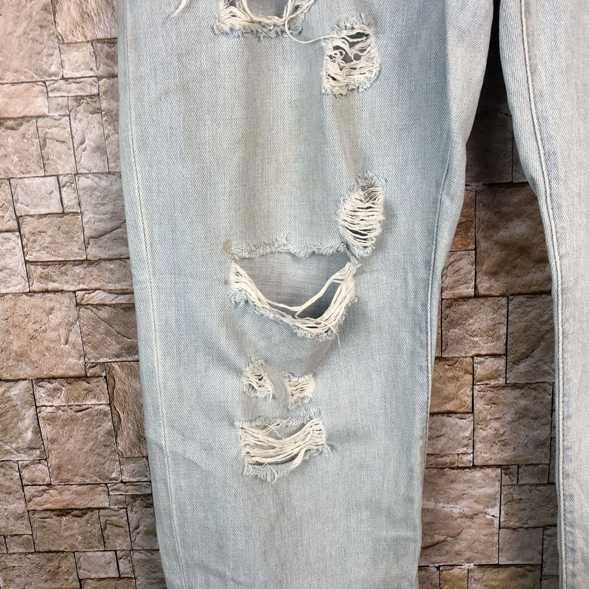 Japanese Brand Forever 21 Blue ripped Distressed Denim Pants #A1004 Size 33" - 11 Thumbnail